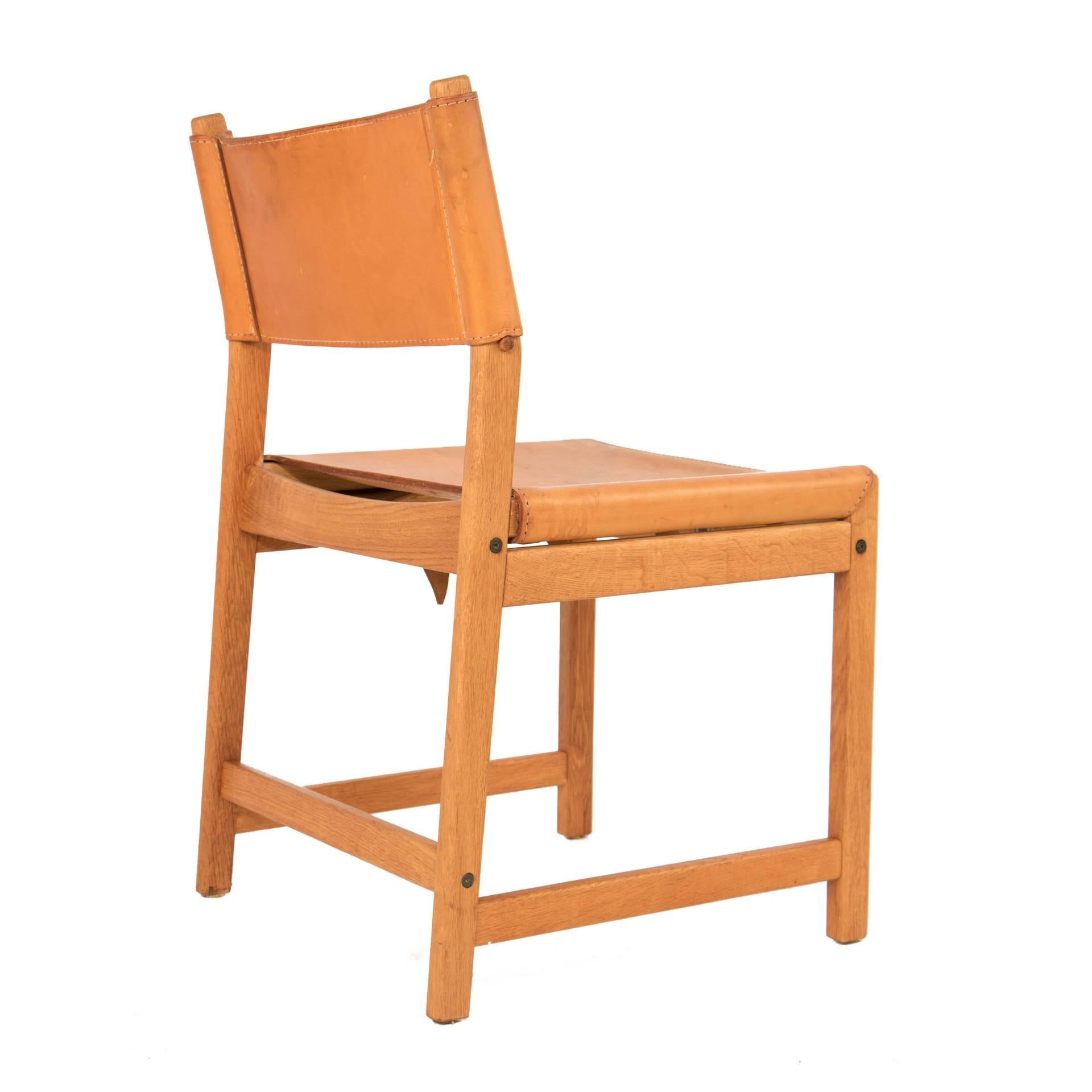 Danish Set of Six Leather Dining Chairs by Kurt Ostervig