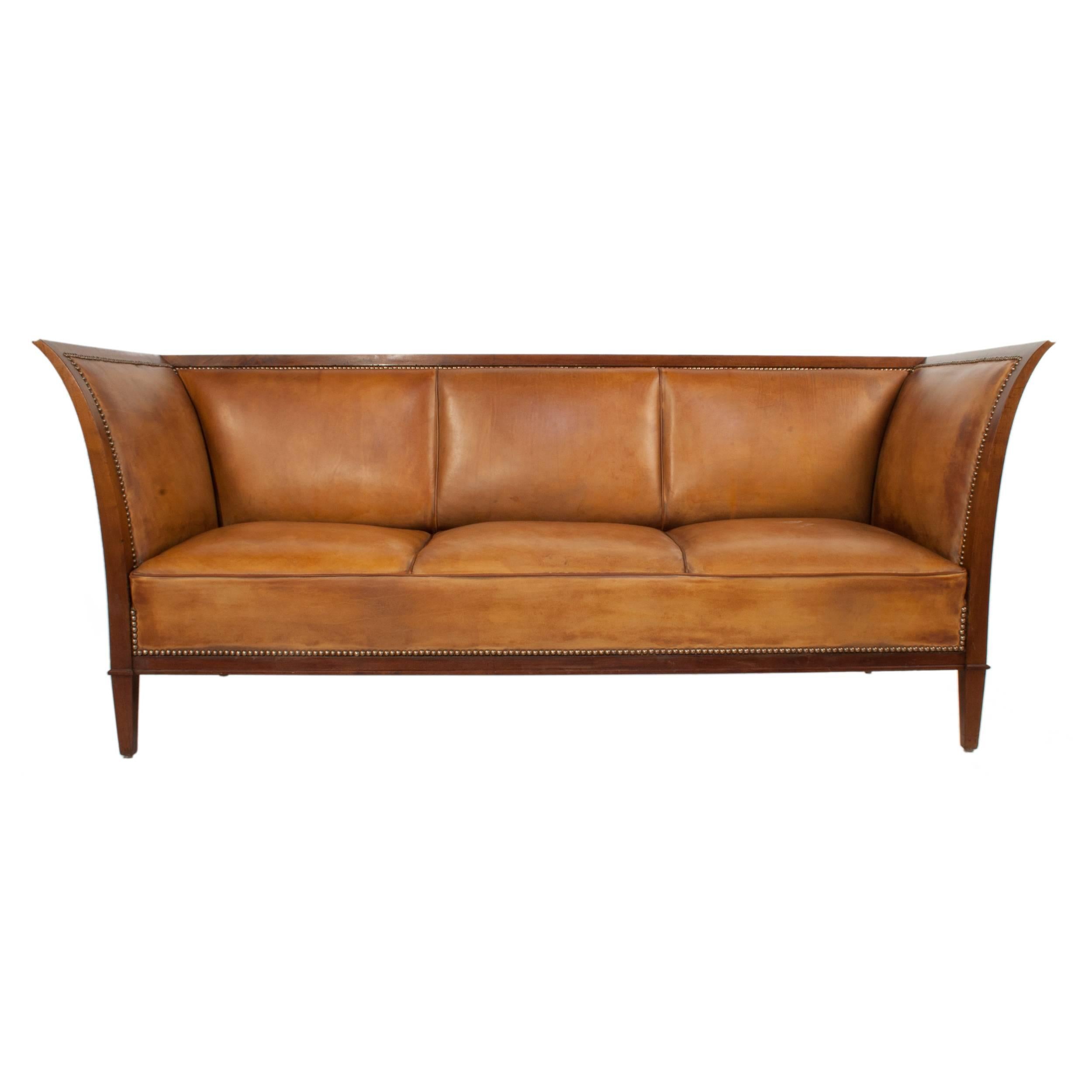 Leather Sofa by Frits Henningsen For Sale