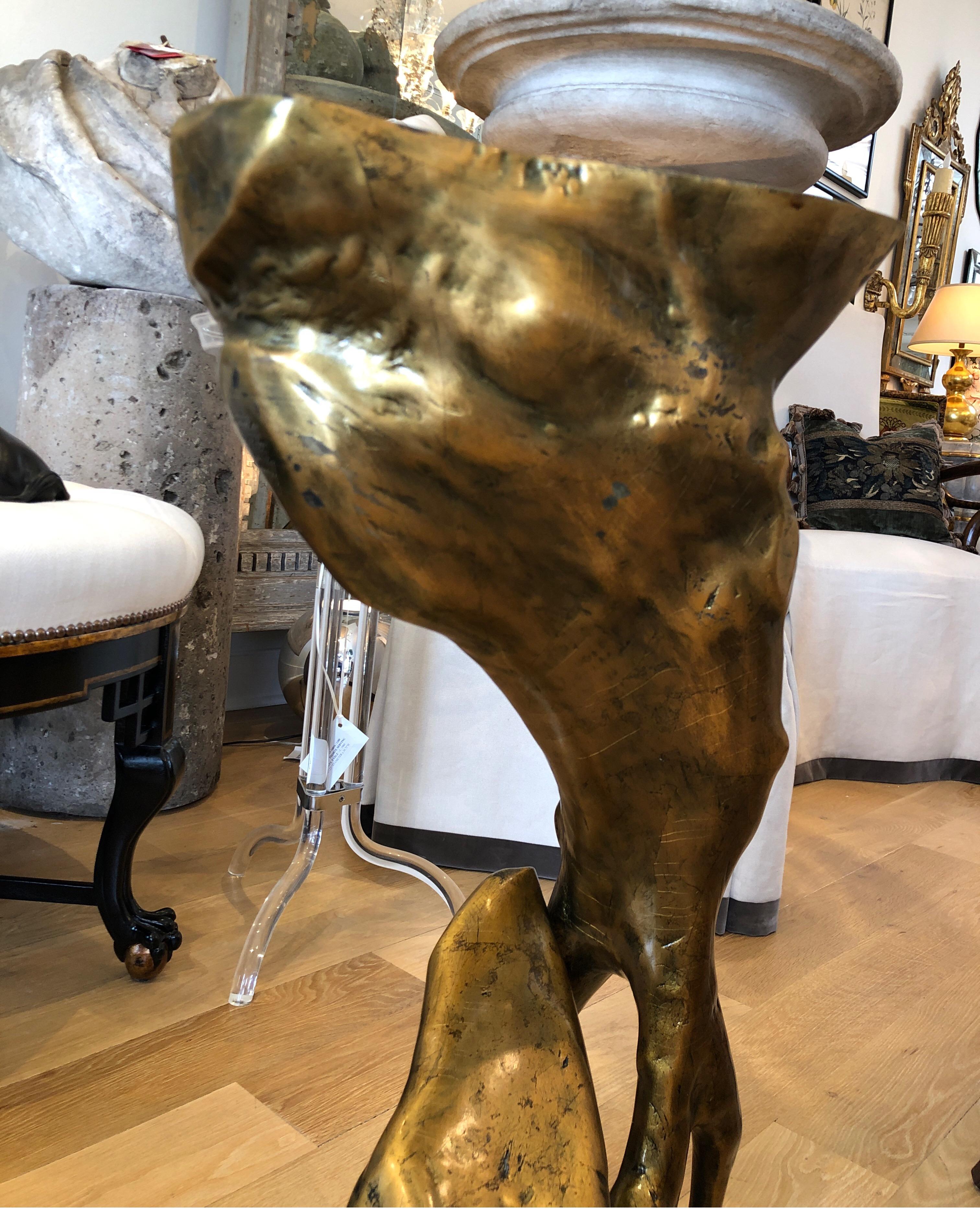 Lacquered Gold Gild on Wood Tree Root Side Table or Stool 4