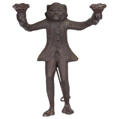 Iron Redcoat Monkey Candleholder, Late 18th or Early 19th Century