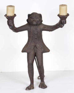 Iron Redcoat Monkey Candleholder, Late 18th or Early 19th Century