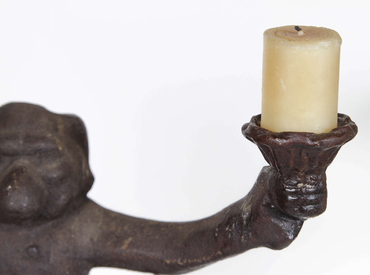 Iron Redcoat Monkey Candleholder, Late 18th or Early 19th Century In Excellent Condition In Los Angeles, CA