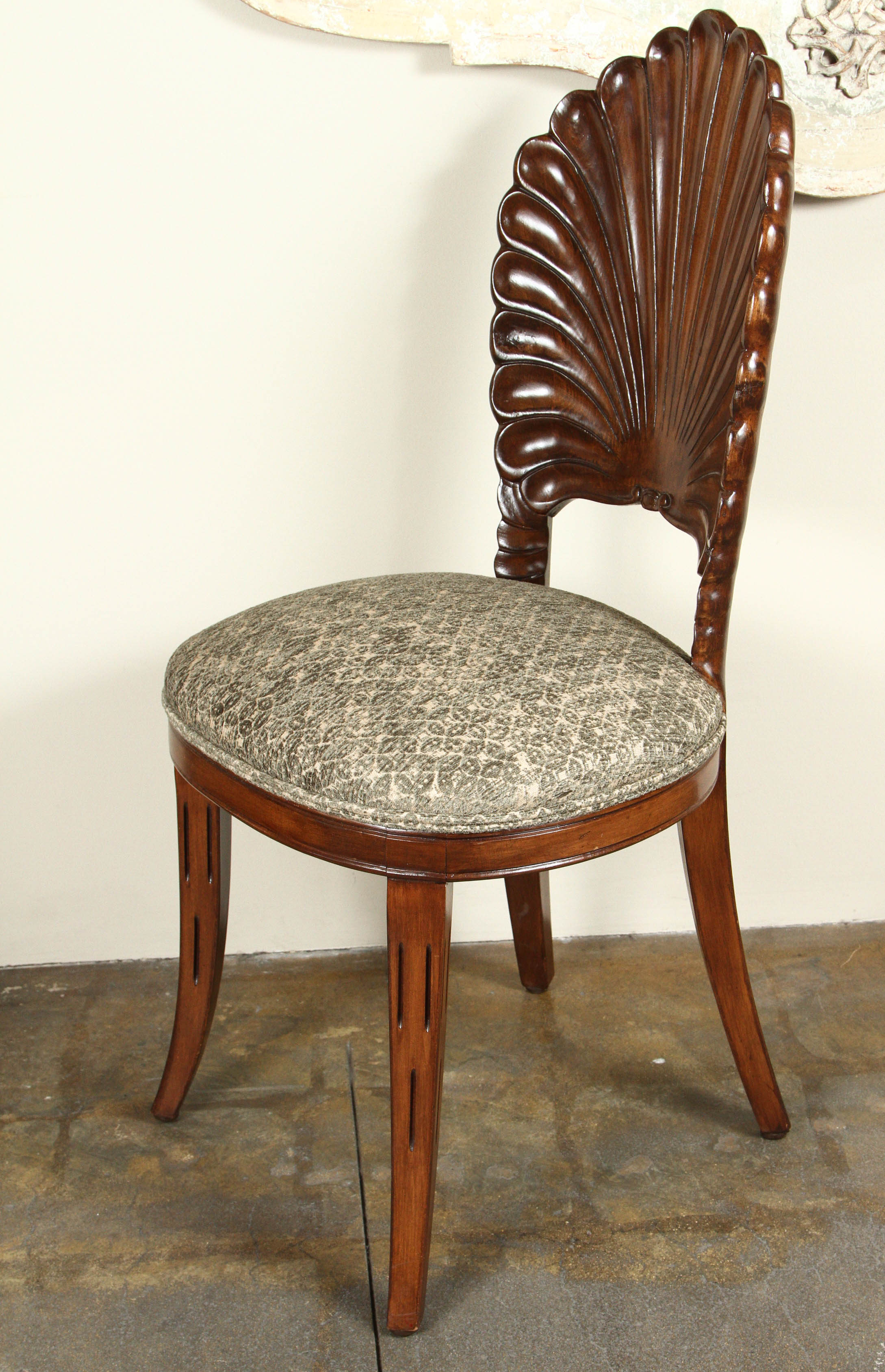 Wood Carved Shell Back Chairs