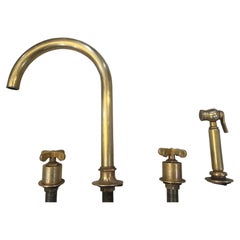 Waterworks Burnished Brass Henry Kitchen Faucet includes Sprayer  - Three Hole