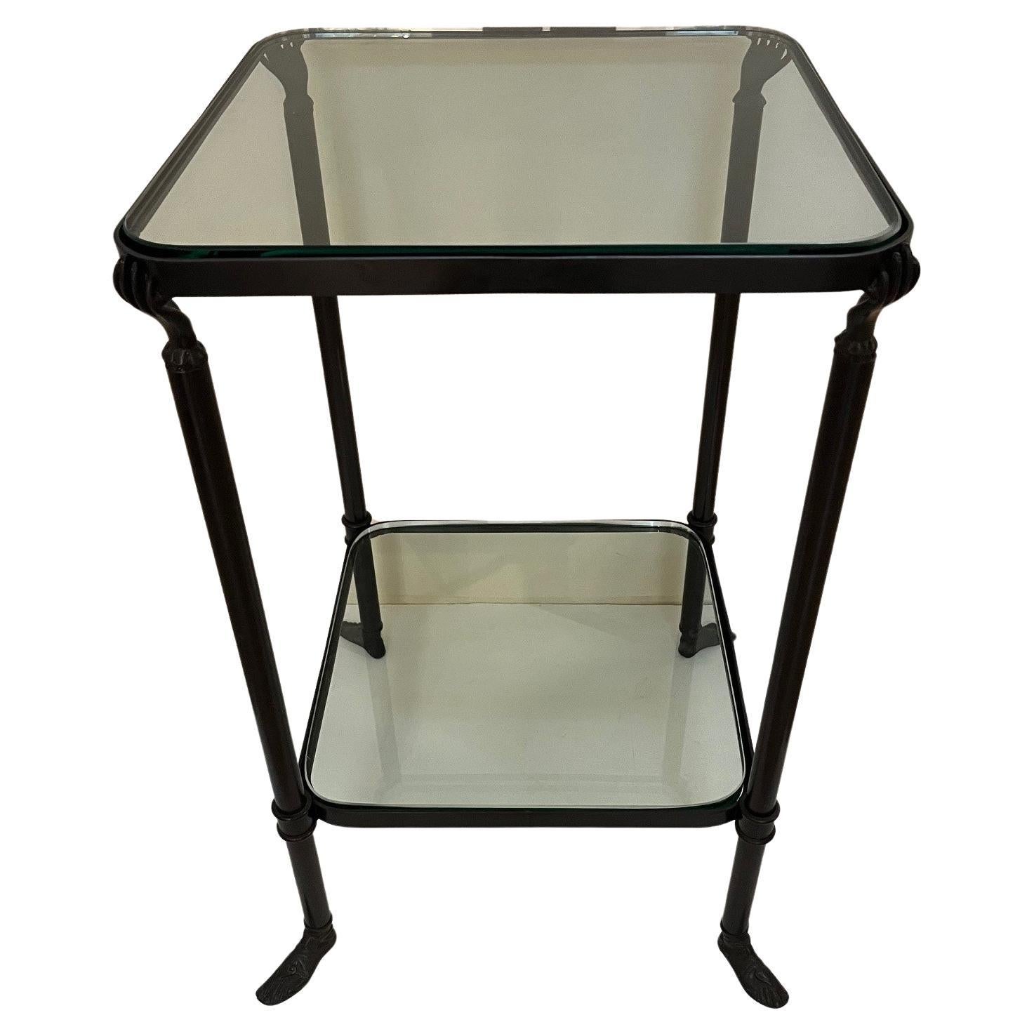 Vintage Hollywood Style Bronze Two Tier Side Table