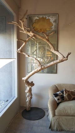 'Hand-Crafted Curly Maple Tree Sculpture on Iron Disk, Circa: 2000"