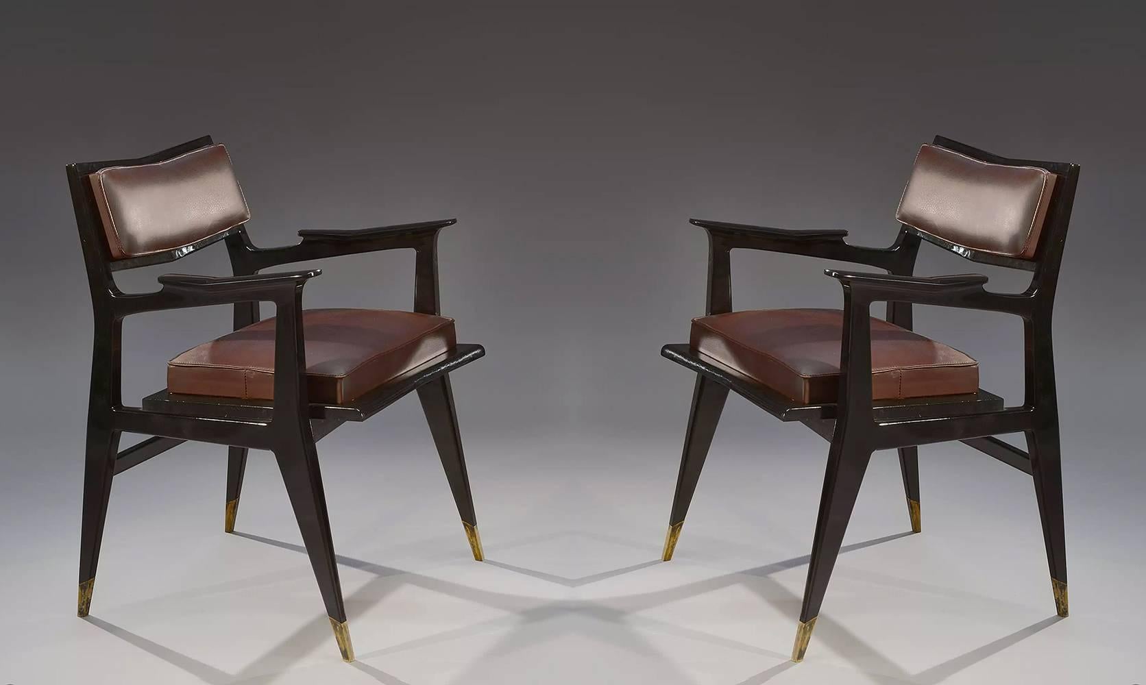 French Raphael Raffel Pair of Stamped Chairs, 1955-1965