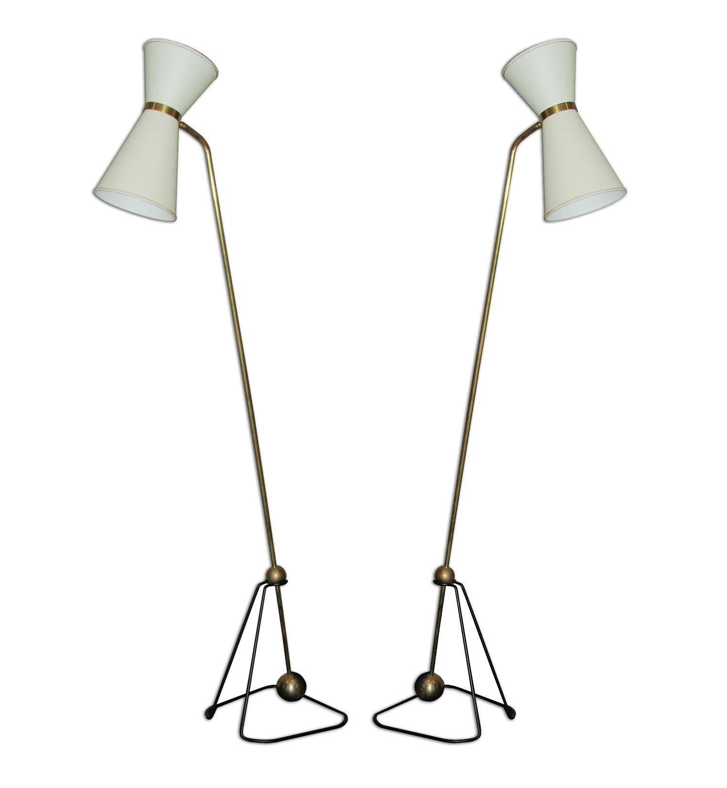 Rare Pair of Floor Lamps, Model of Pierre Guariche, 1970