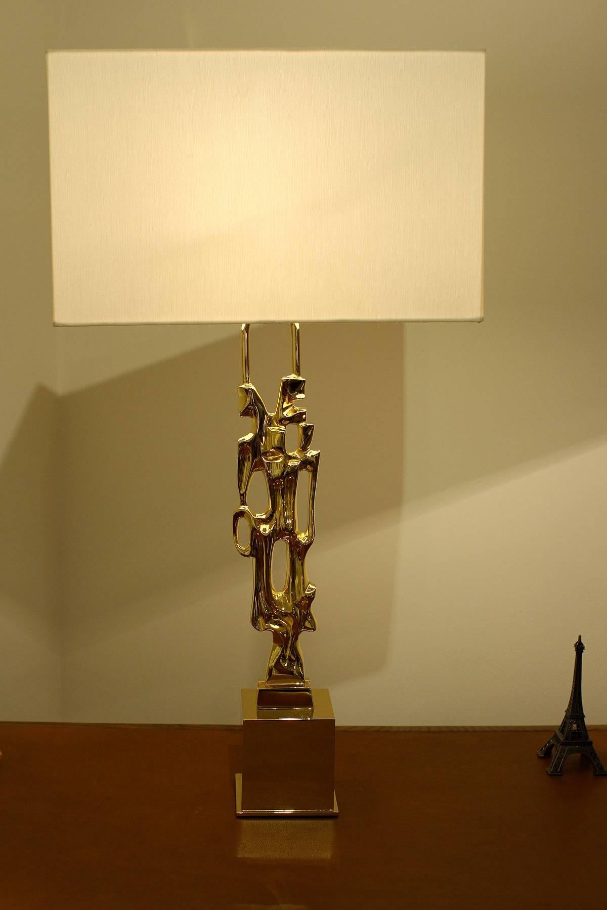 French Ph. Glapineau, Pair of Gilt Bronze Table Lamps
