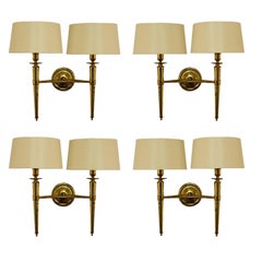 Prince de Galles Hotel, Elegant Set of Four Brass Sconces, 1940