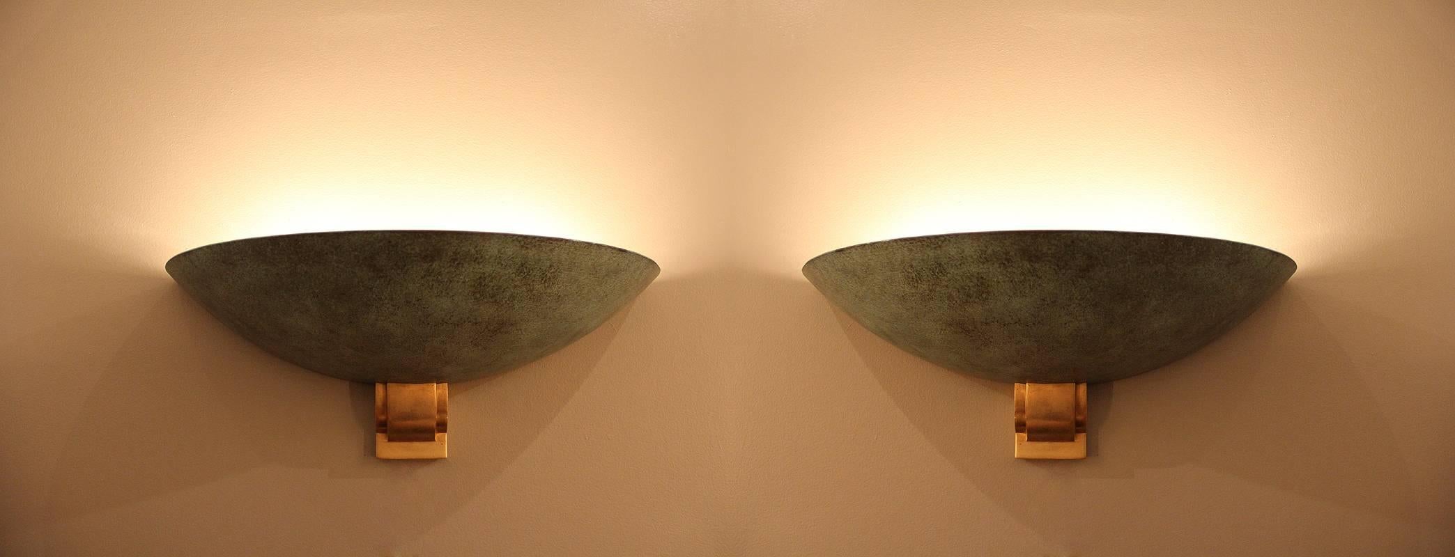 Metal Perzel Rare Pair of Large Sconces France 1950 (Attributed to)