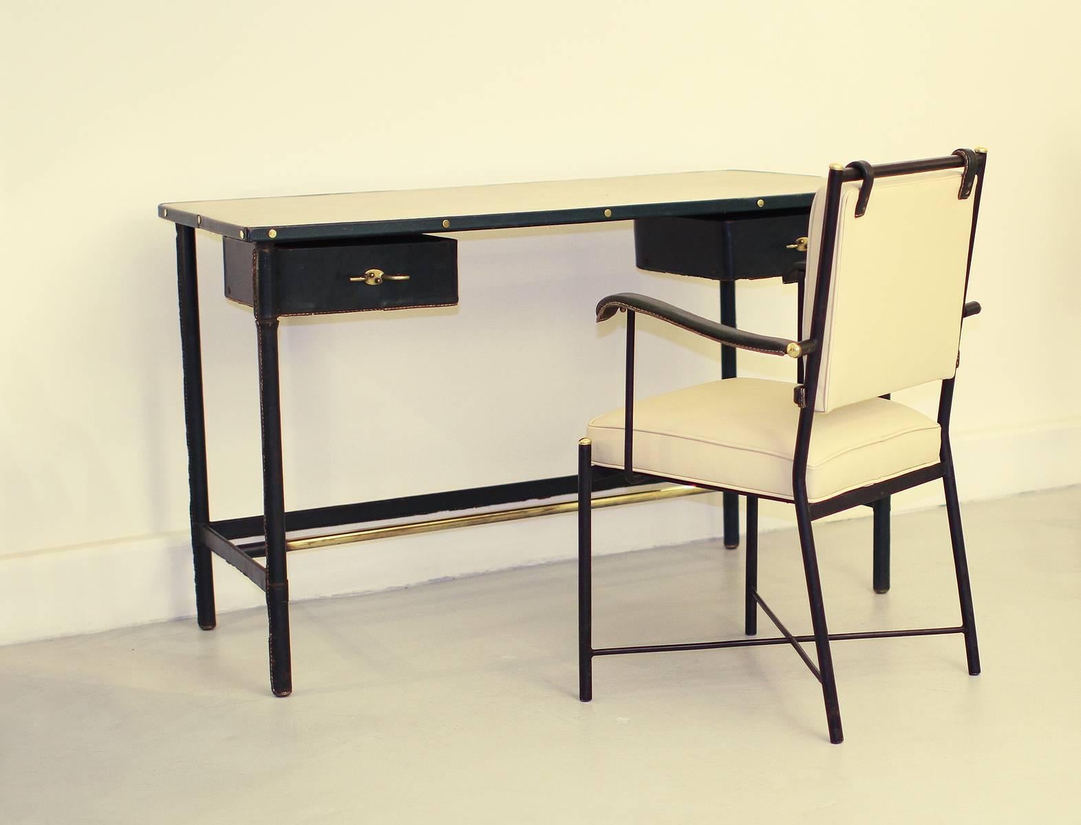 Jacques Adnet Desk and Chairs from Karl Lagerfeld In Good Condition In Encino, CA