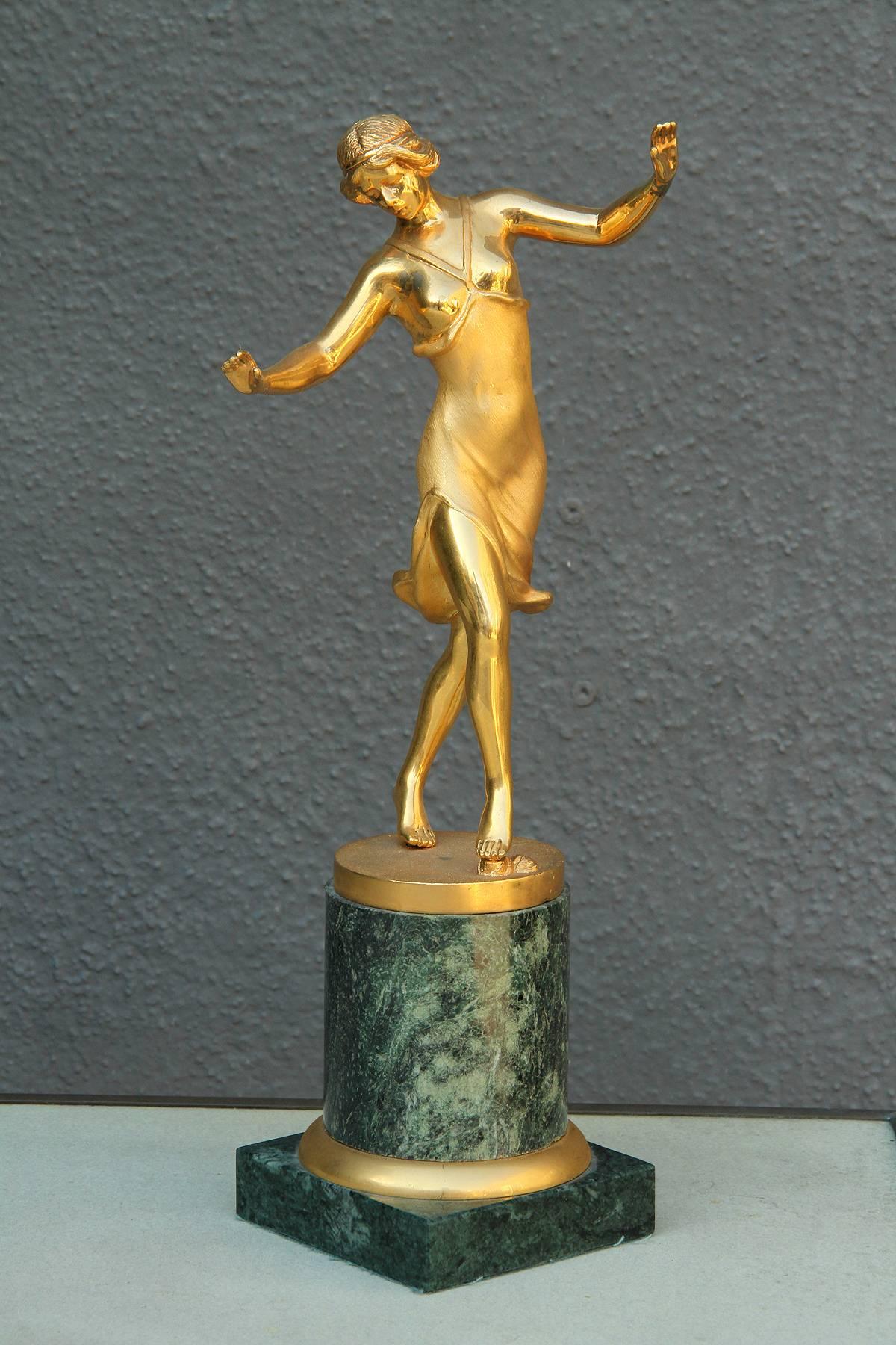 Gilt Bronze Sculpture, France 1930 In Excellent Condition In Encino, CA