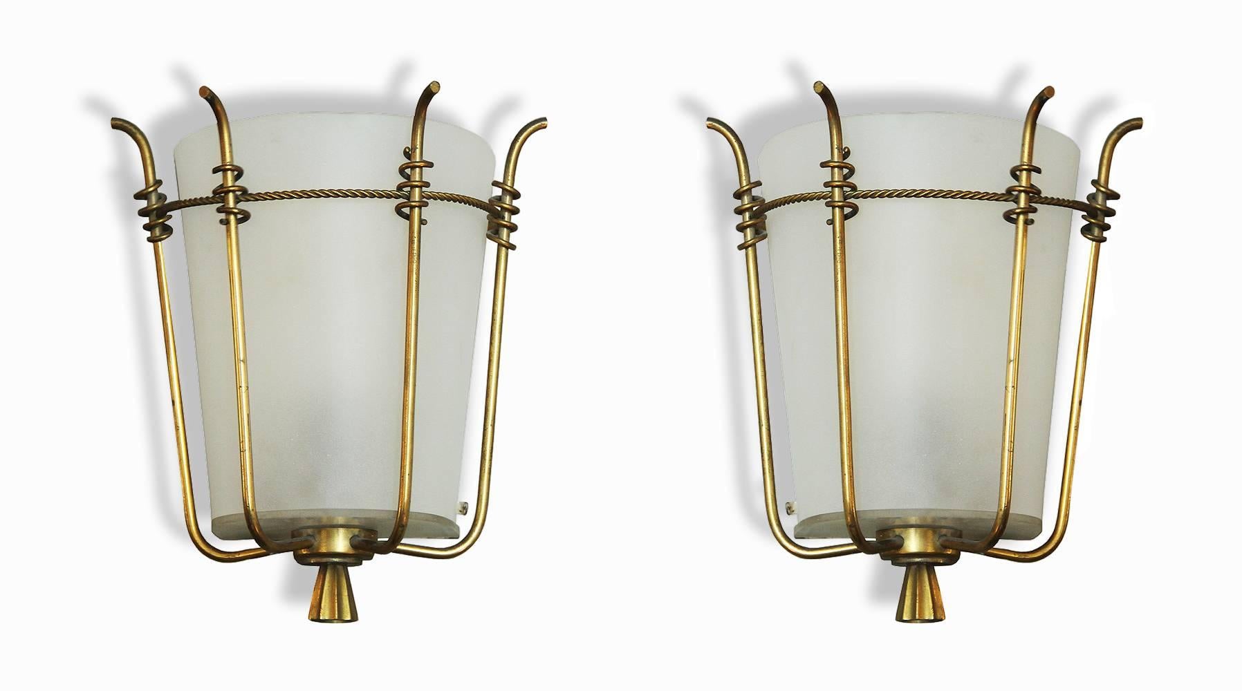 French Sabino Pair of Sconces, 1956