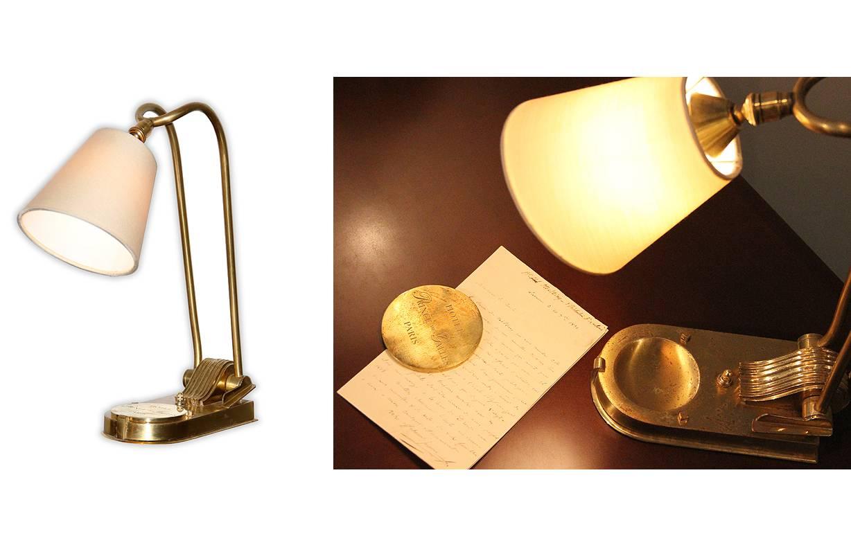 Brass Prince de Galles Hotel Paris, Pair of Adjustable Bronze Lamps, circa 1930