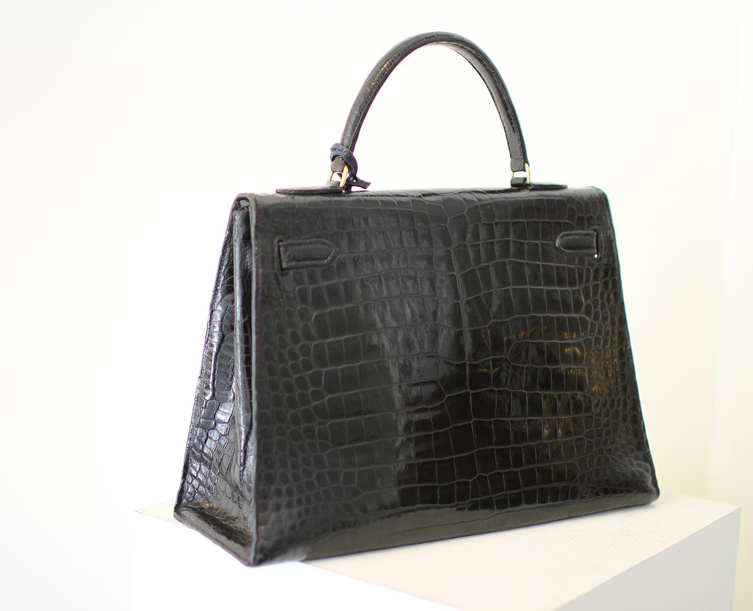 Leather Vintage Hermes Kelly Crocodile Bag