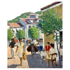 Johan Meyer Anderson (1918-2005) Oil on canvas depicting an Italian street scene