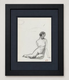 Atelier Aristide MAILLOL Original drawing depicting a kneeling nude woman.