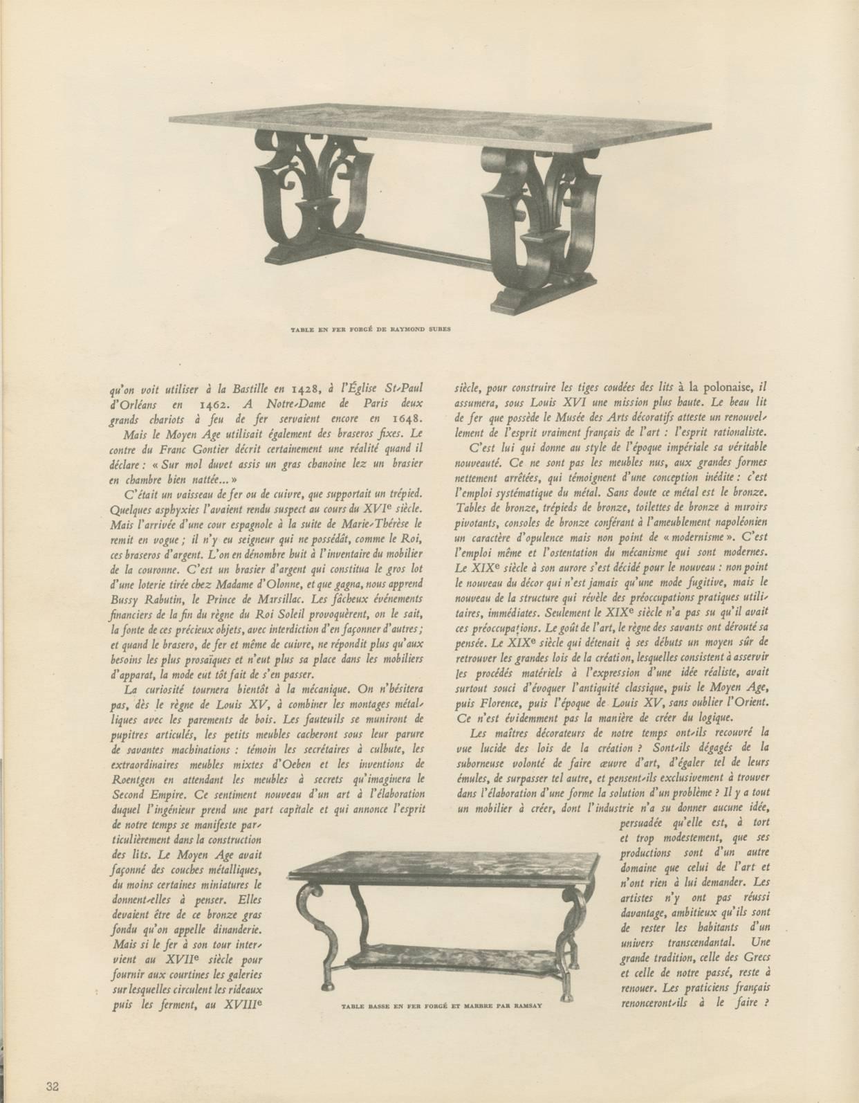 French Raymond Subes Dining Table France 1930 (Attributed to)