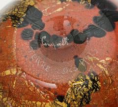 Volcanic Red and Black Terre Des Arts Handblown Glass Bowl