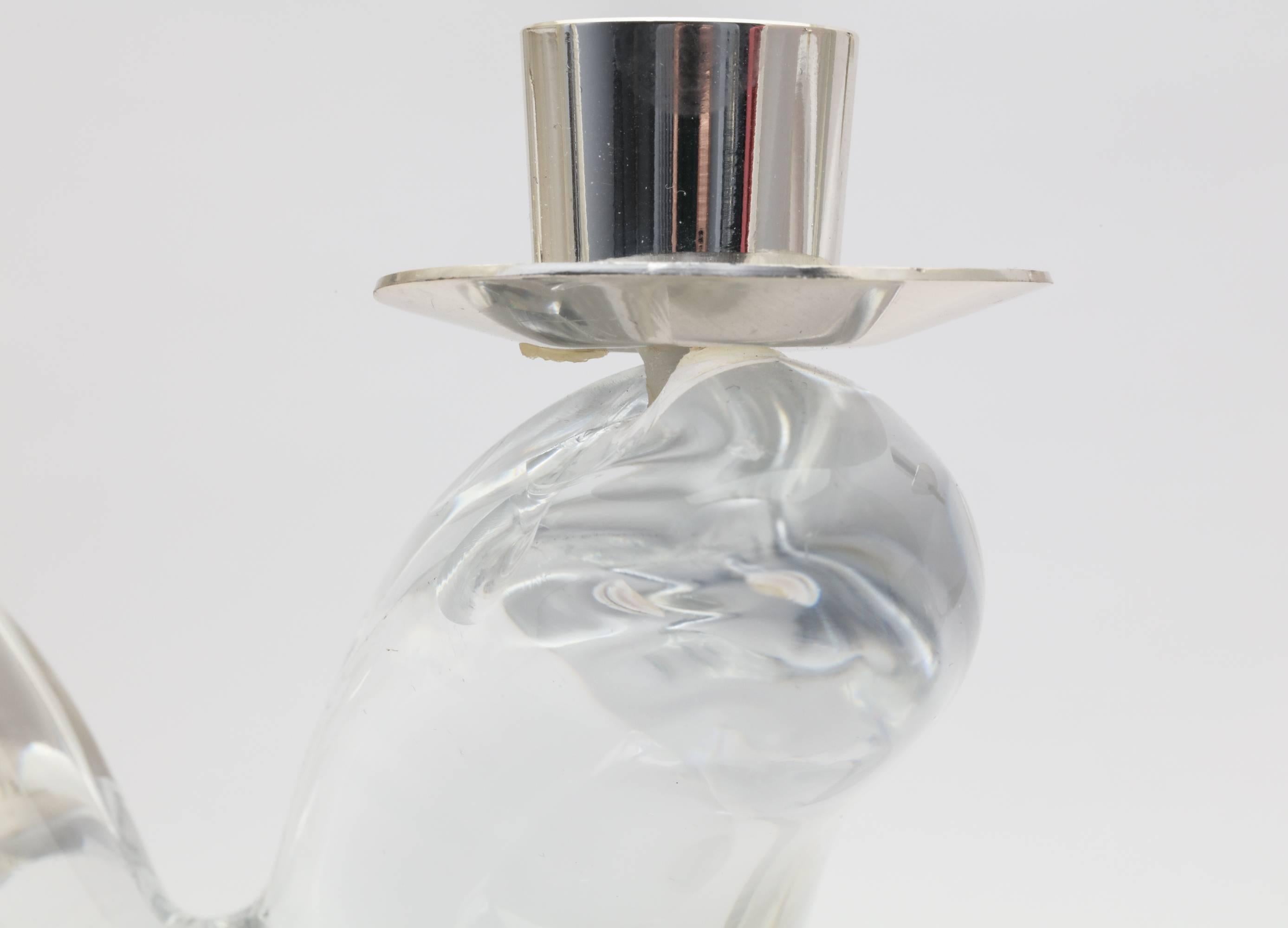 Candeleros Schneider Glass y Plateados en Bueno estado para la venta en New York, NY