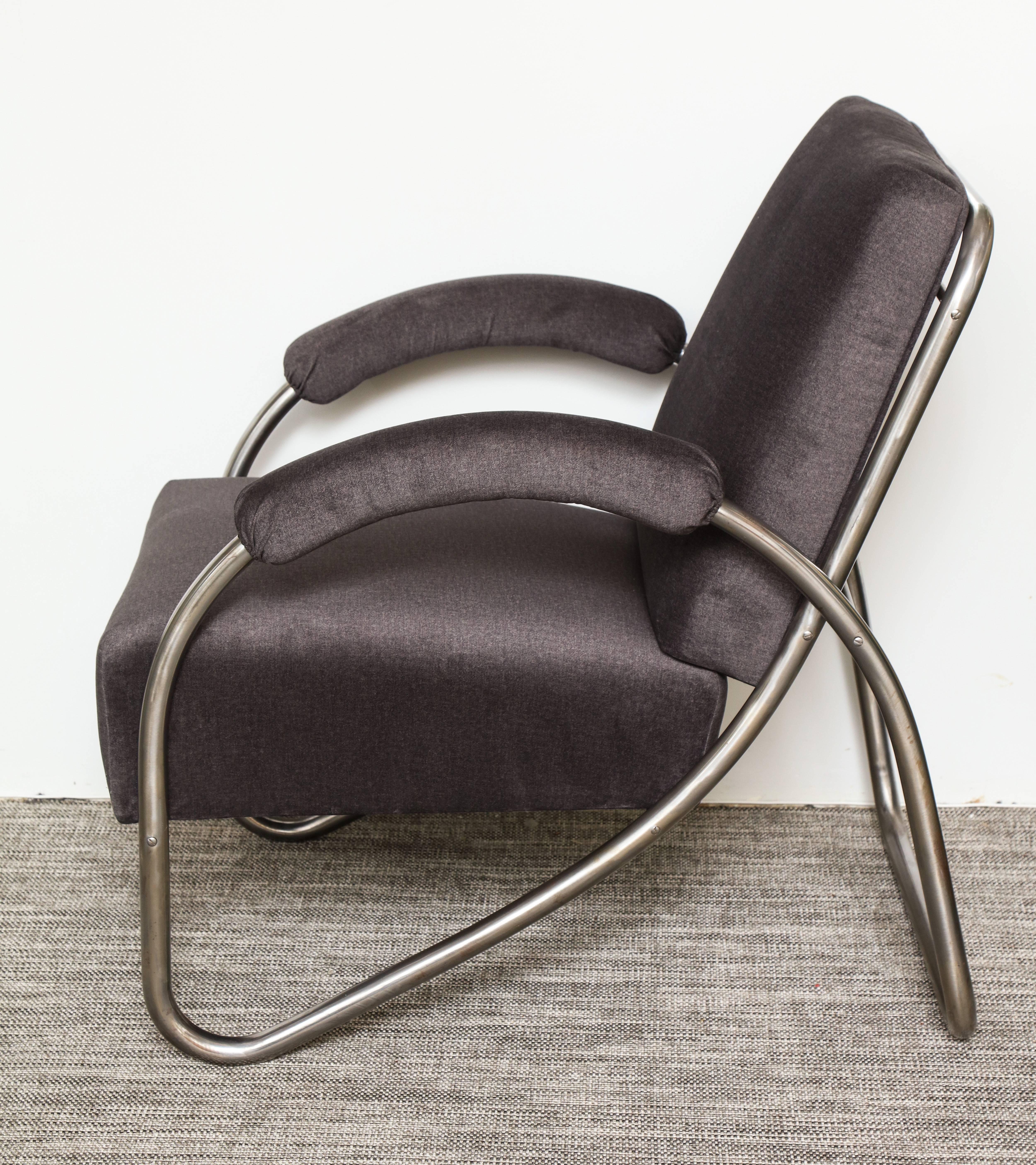 Bauhaus Anton Lorenz Thonet Tubular Steel Lounge Chairs and Ottoman For Sale