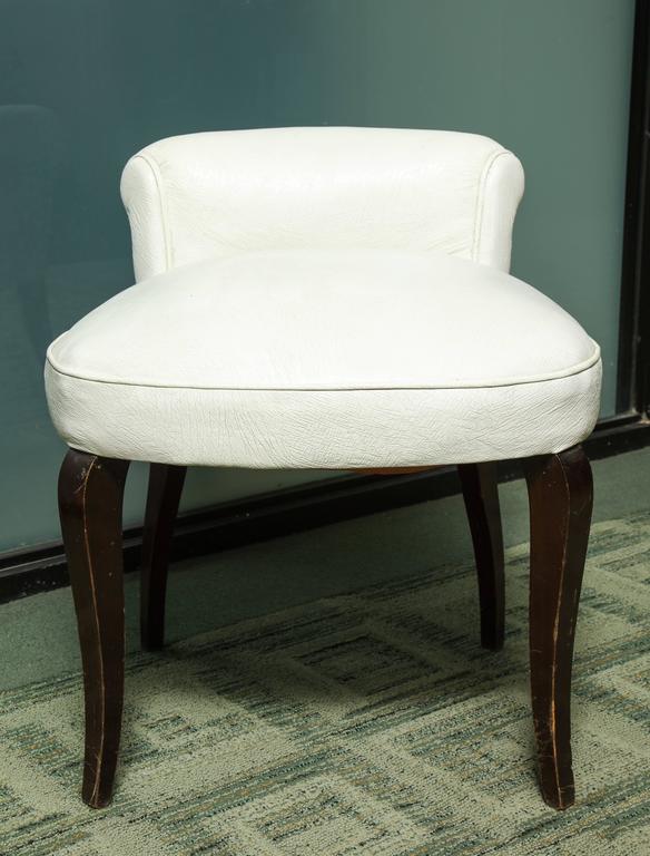 Art Deco White Leather Upholstered Vanity Stool at 1stDibs white