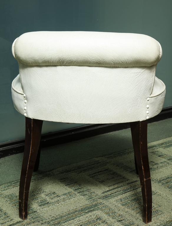 Art Deco White Leather Upholstered Vanity Stool at 1stDibs white