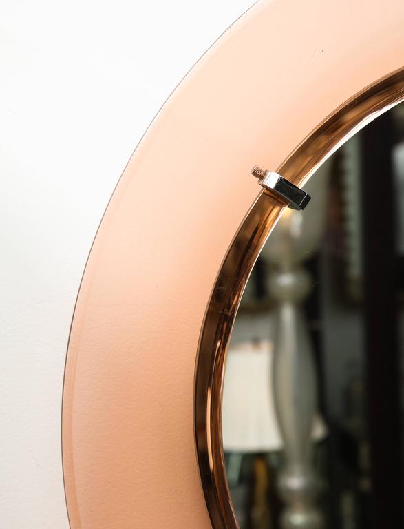 Italian Blush Colored Glass Framed Mirror Att Fontana Arte at 1stdibs