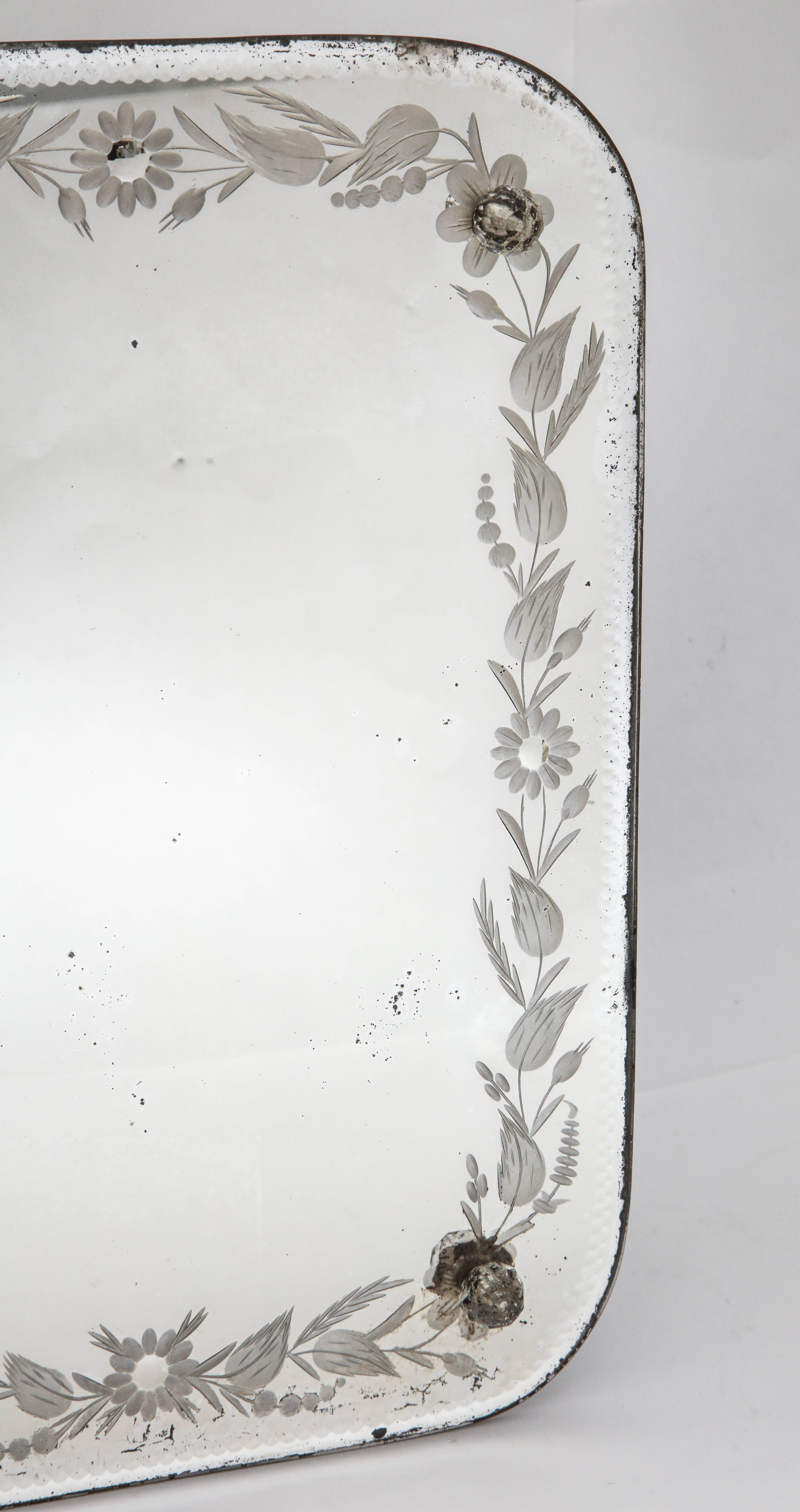 Etched French Vanity Mirror on Stand 2