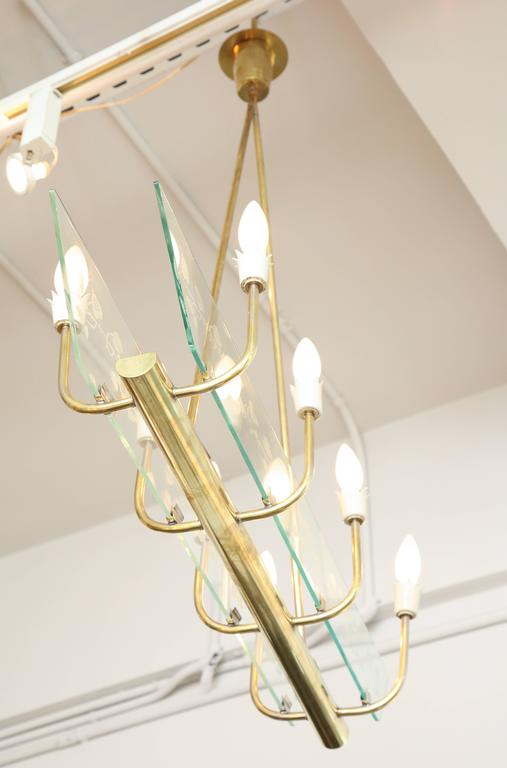 Italian Eight Light Etched Glass Chandeliers at 1stDibs