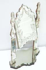 Bevelled and Etched Vanity Mirror on Stand