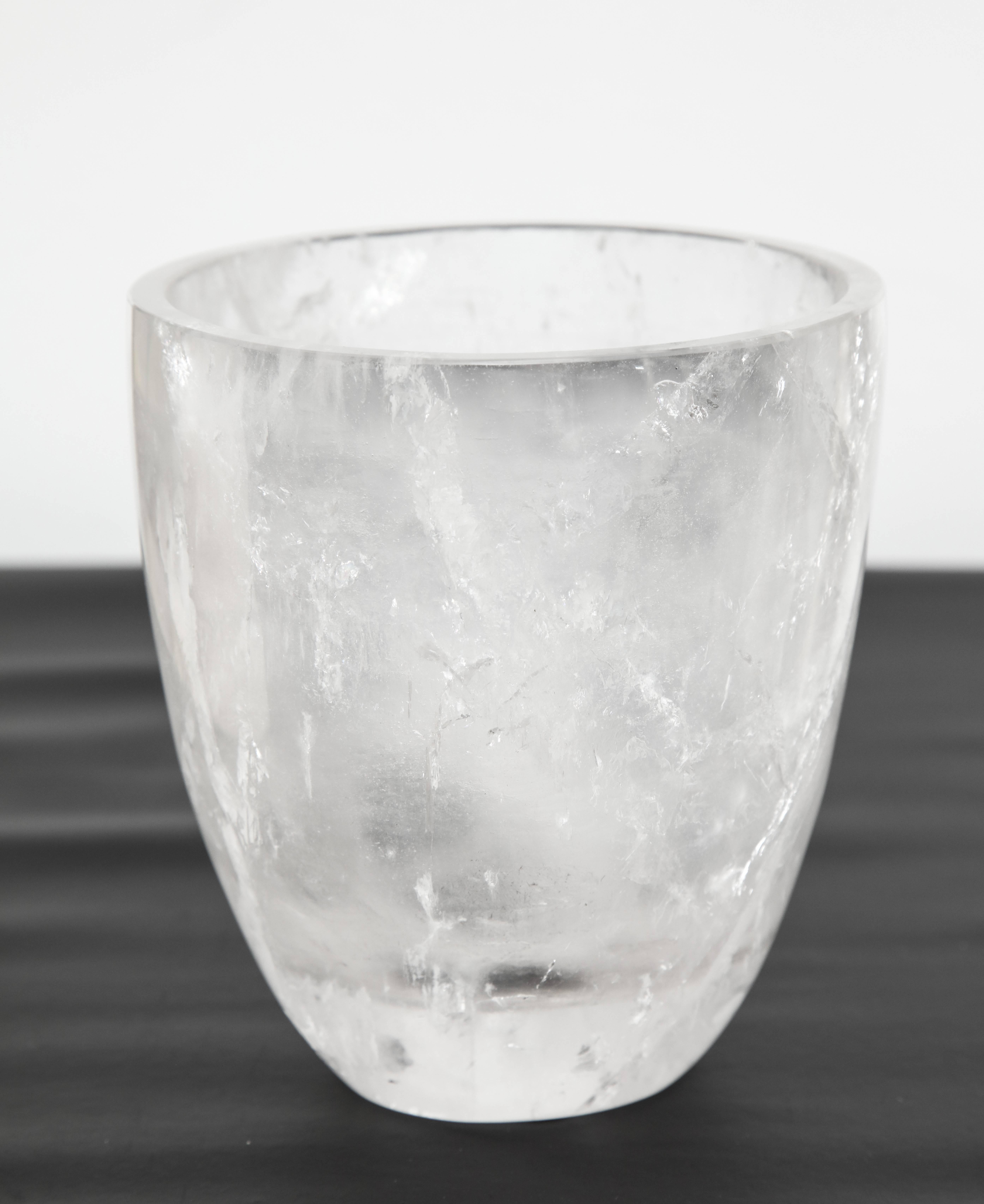 A sublime rock crystal vase with great natural frosted formations.