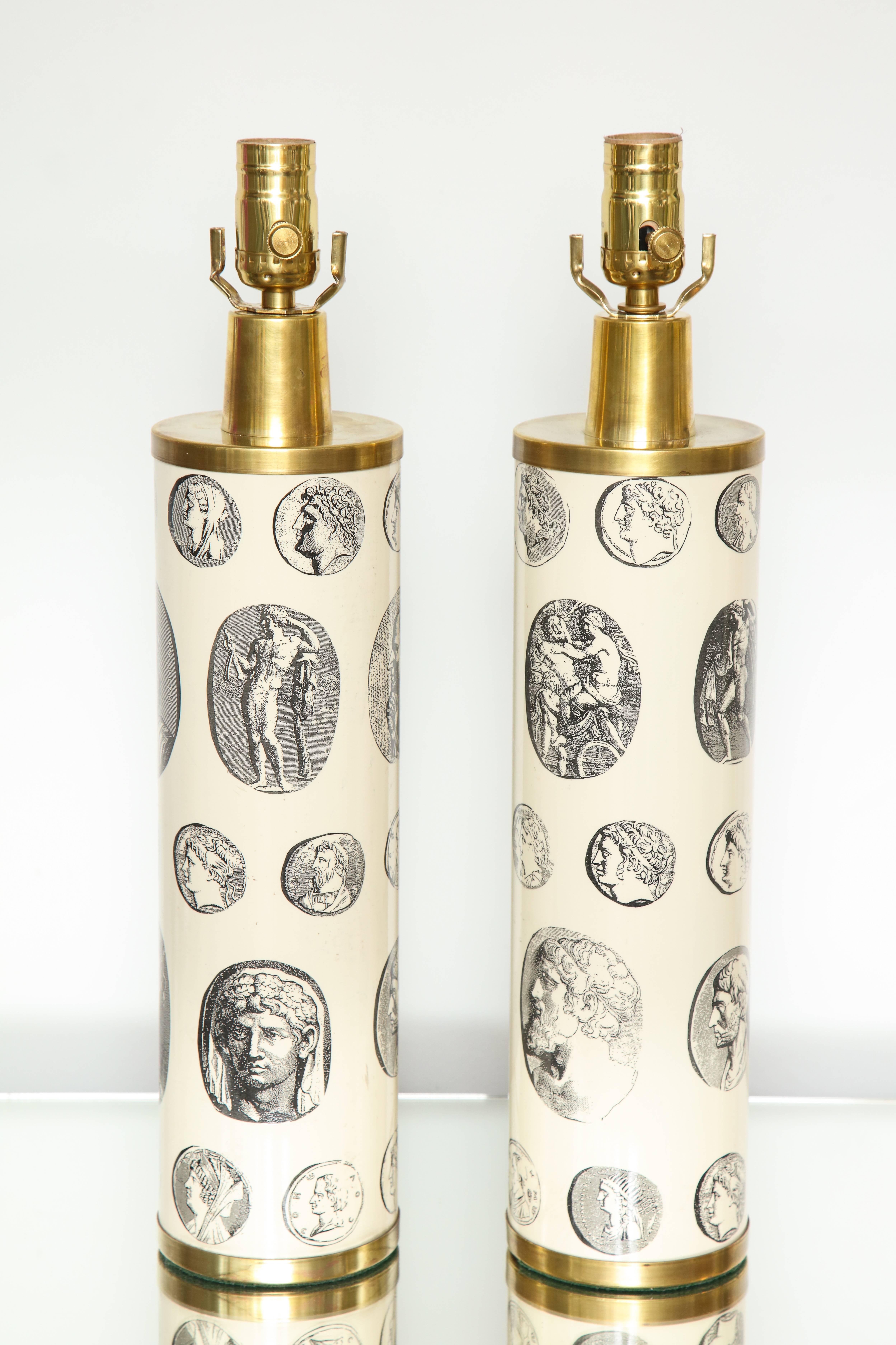 Mid-Century Modern Fornasetti 'Cameo' Lamps