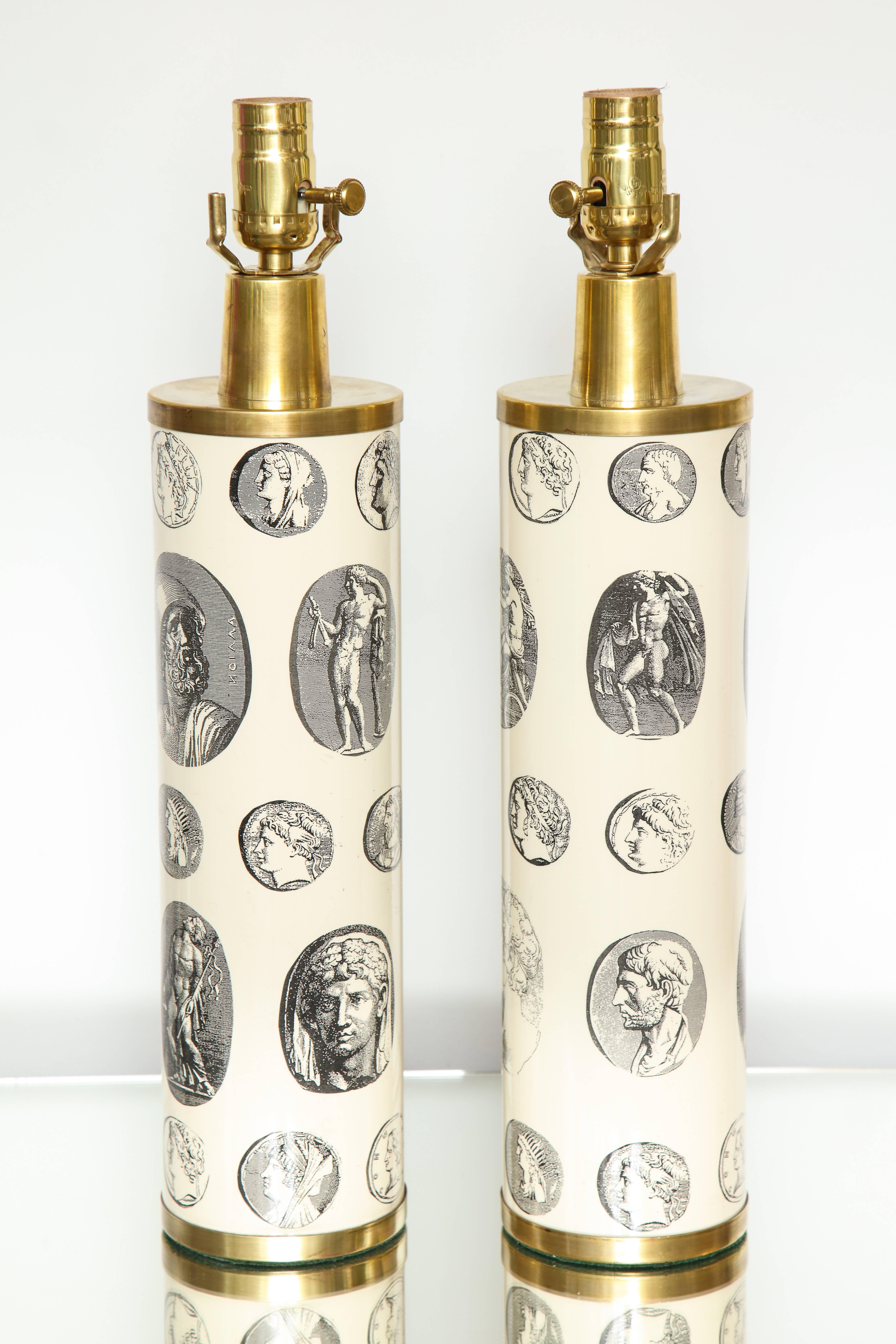 Italian Fornasetti 'Cameo' Lamps