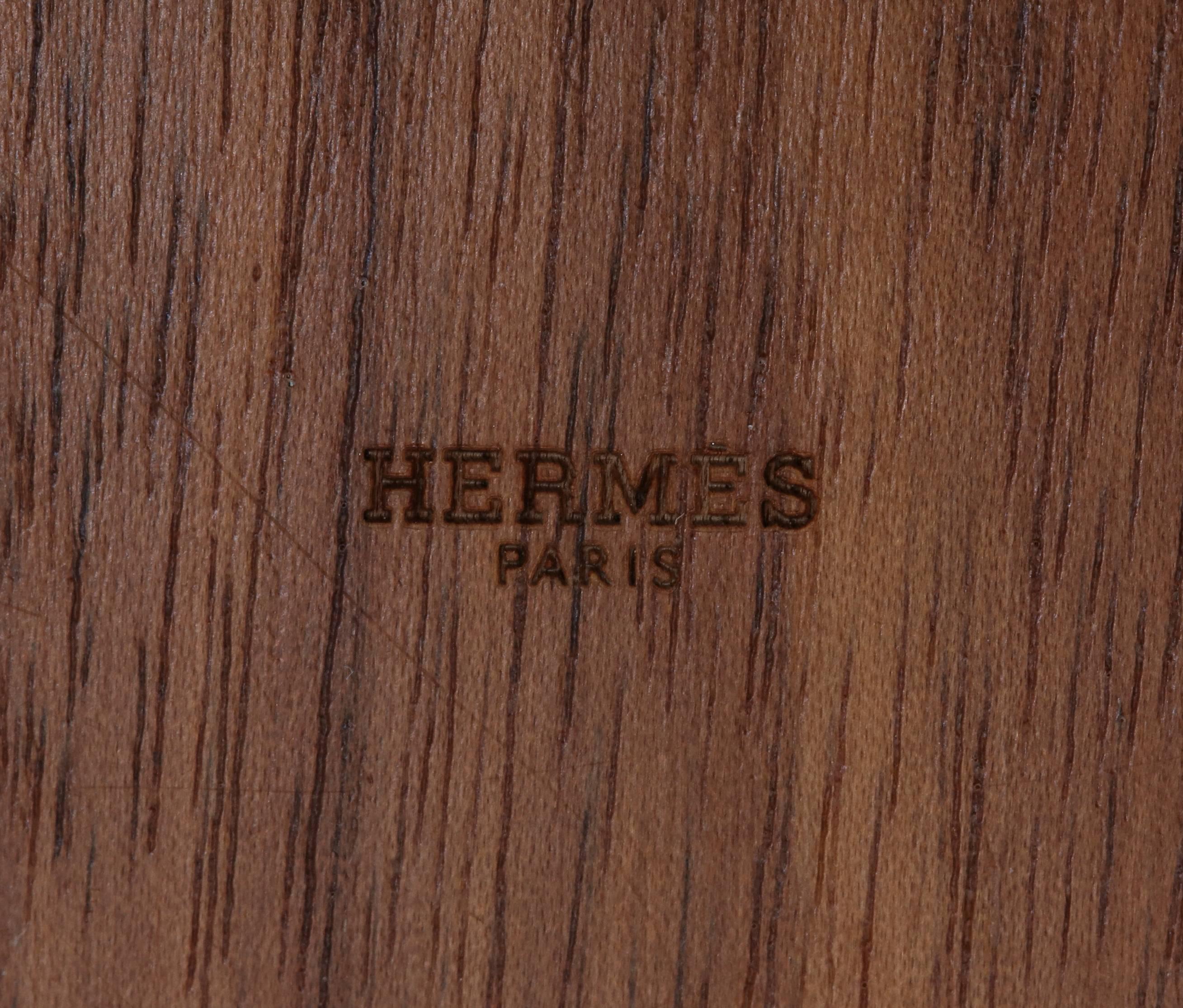 Hermes Wood, Silver Plate and Leather Box  In Good Condition In New York, NY