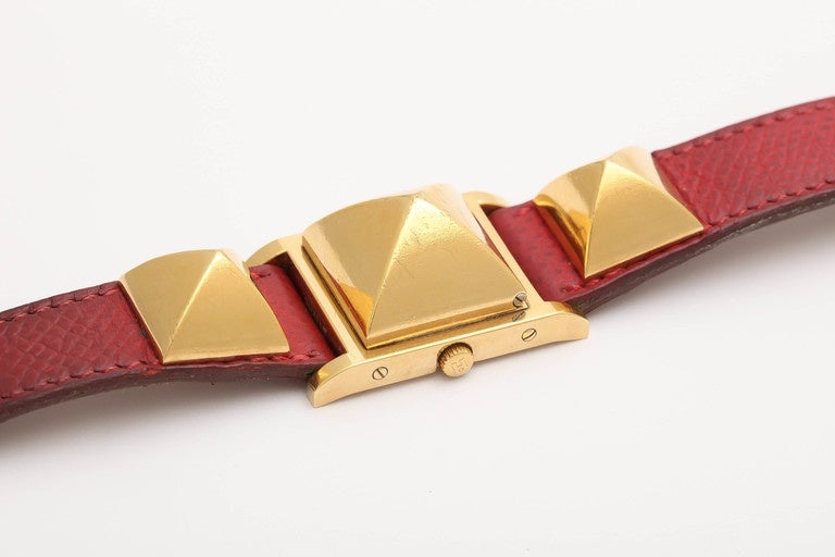 Modern Hermes Gold Plate Medor Watch