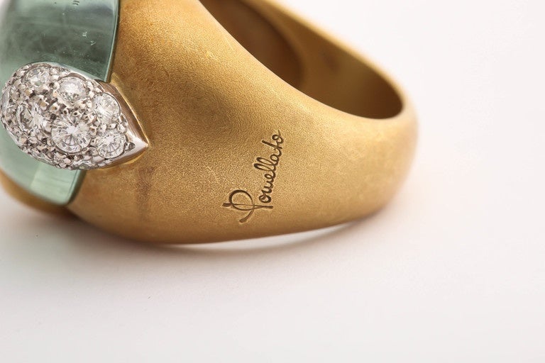 Vintage Pomellato Gold Aquamarine and Diamond Ring 1