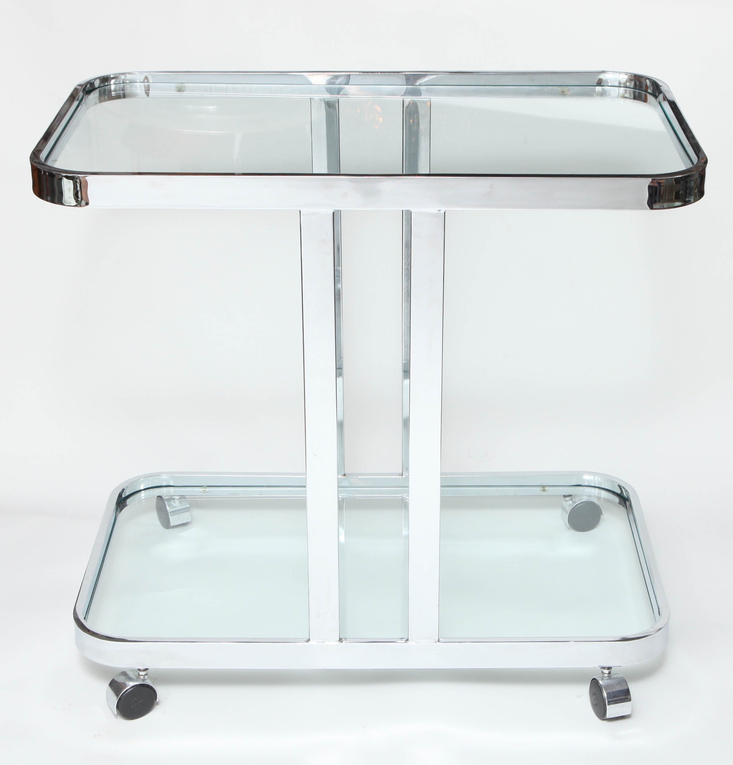 Milo Baughman Chrome Plated Two-Tier Bar Cart