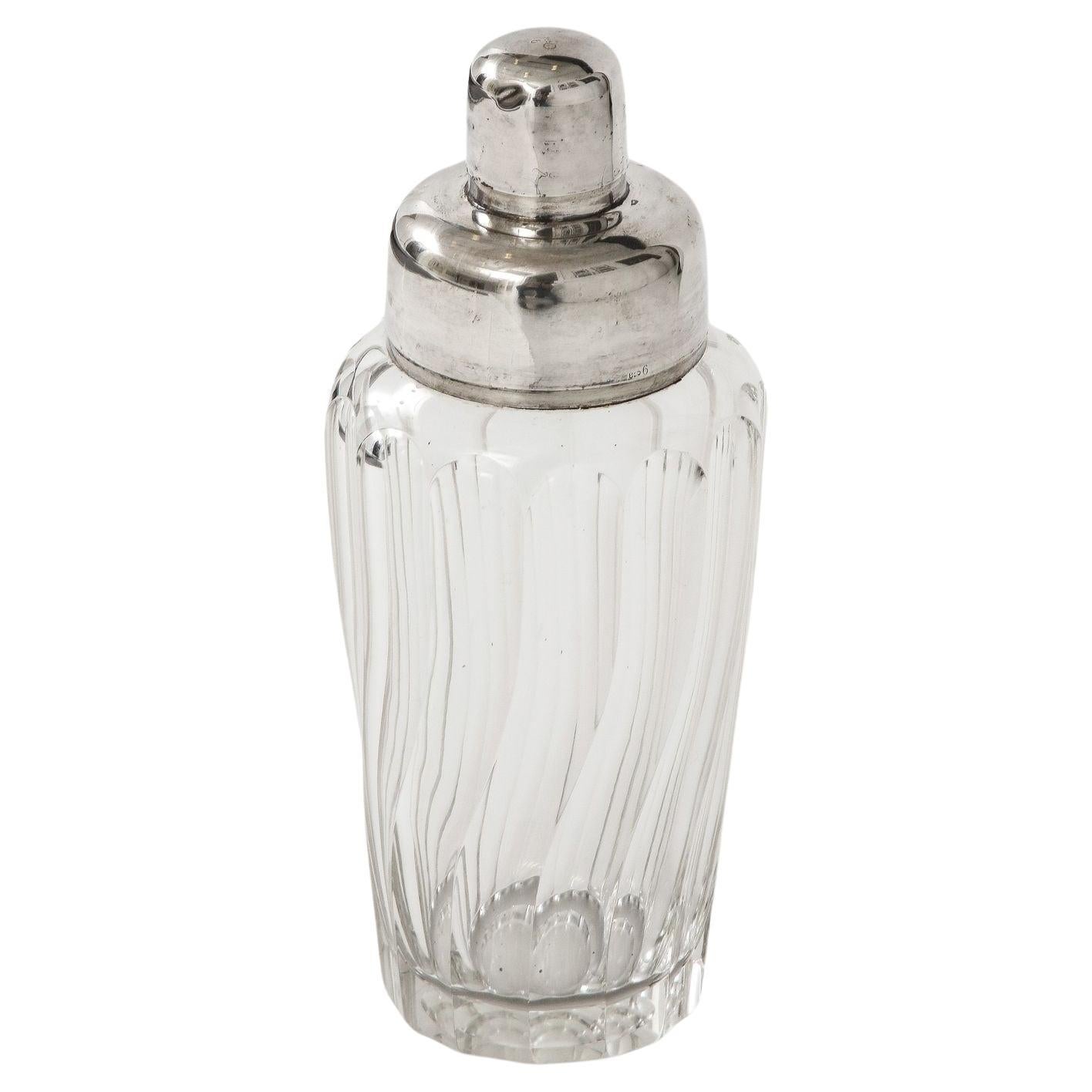 French Crystal and Silver Cocktail Shaker