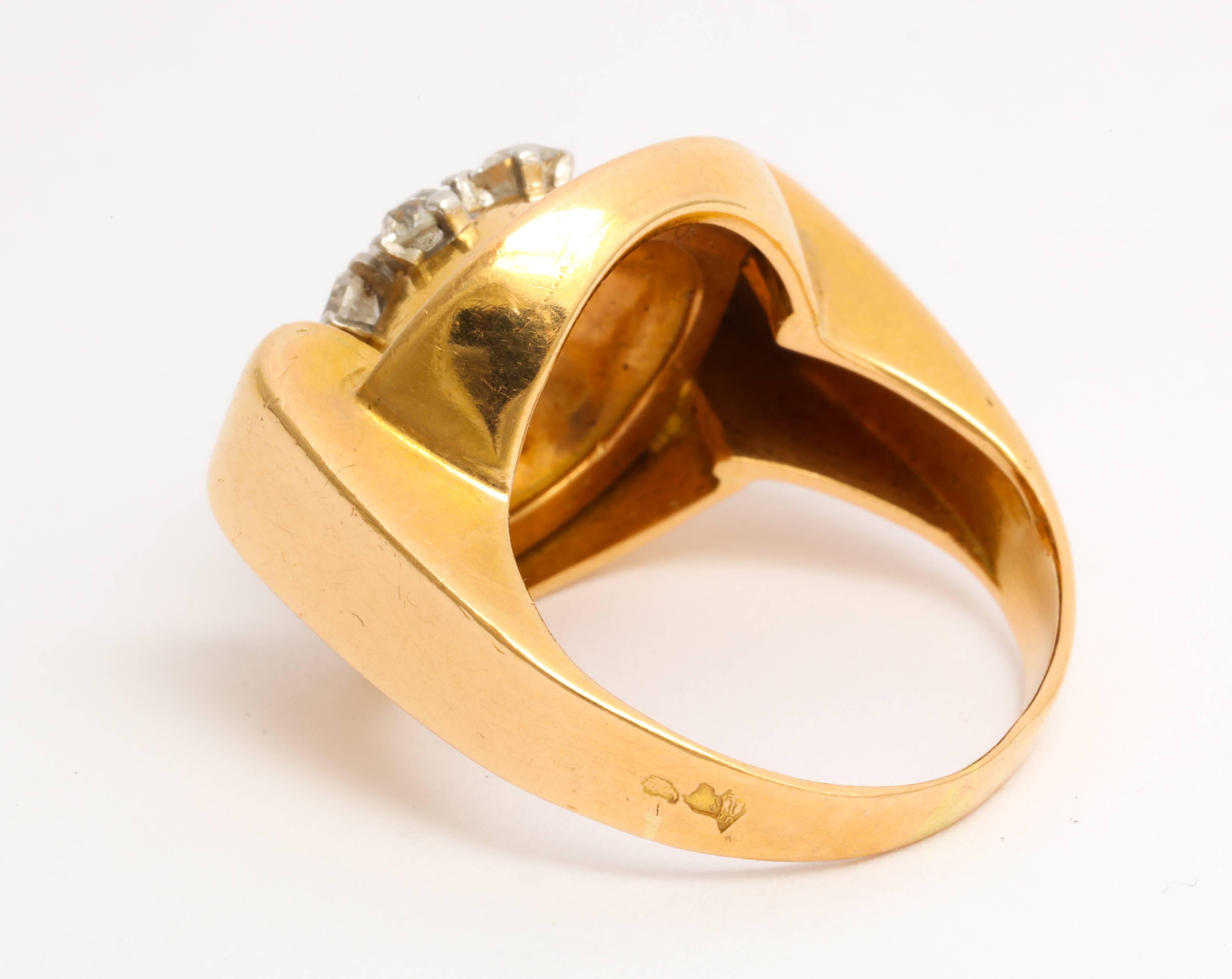 Retro-Ring aus Gold und Diamanten (Mitte des 20. Jahrhunderts) im Angebot