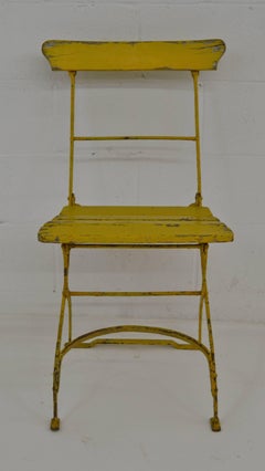 Vintage Iron and Oak Folding Bistro Chair