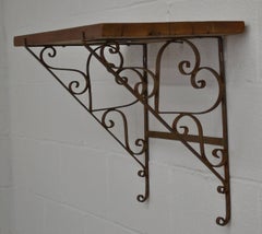 Antique Pine and Wrought Iron Shelf