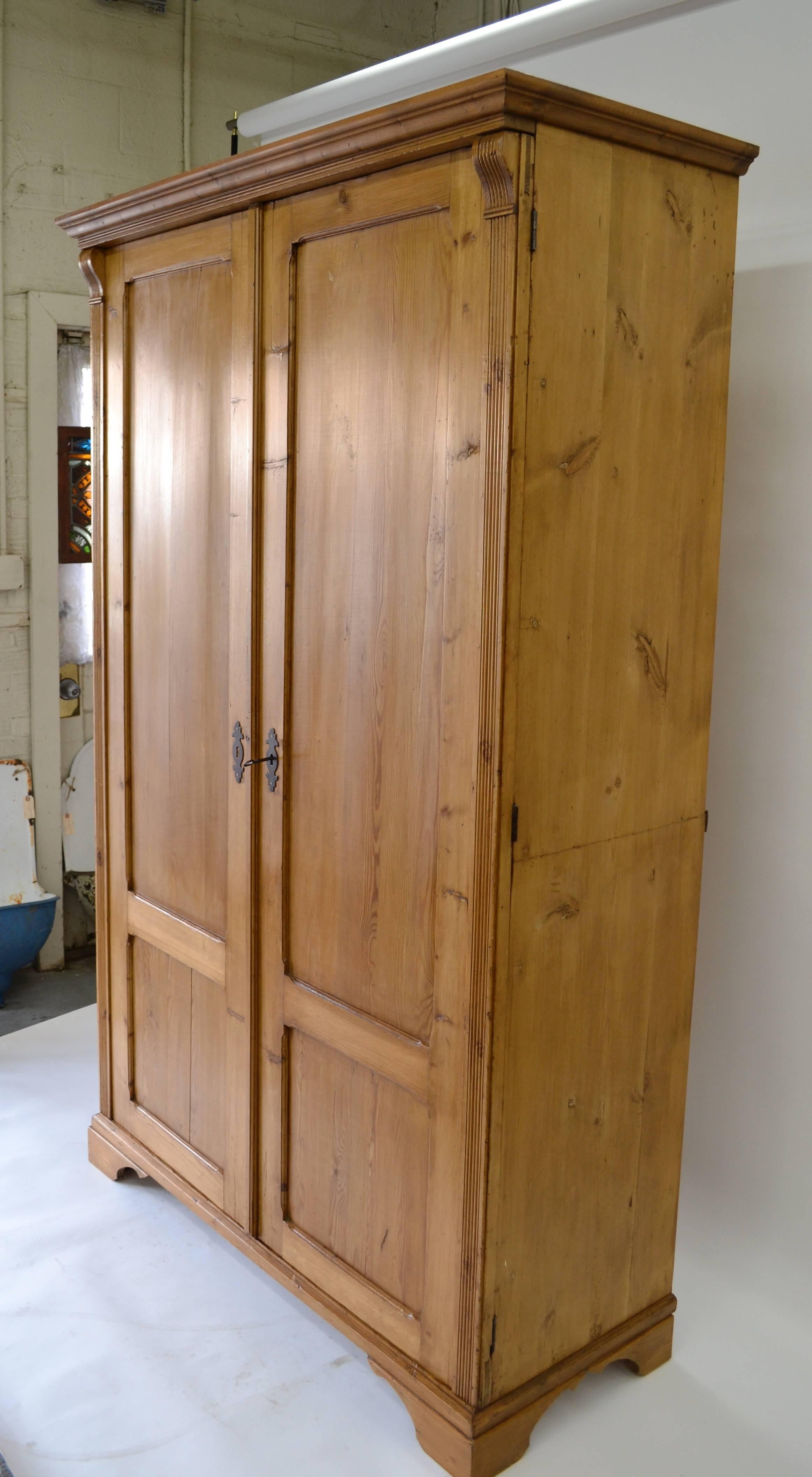 Polished Pitch Pine Fitted Armoire