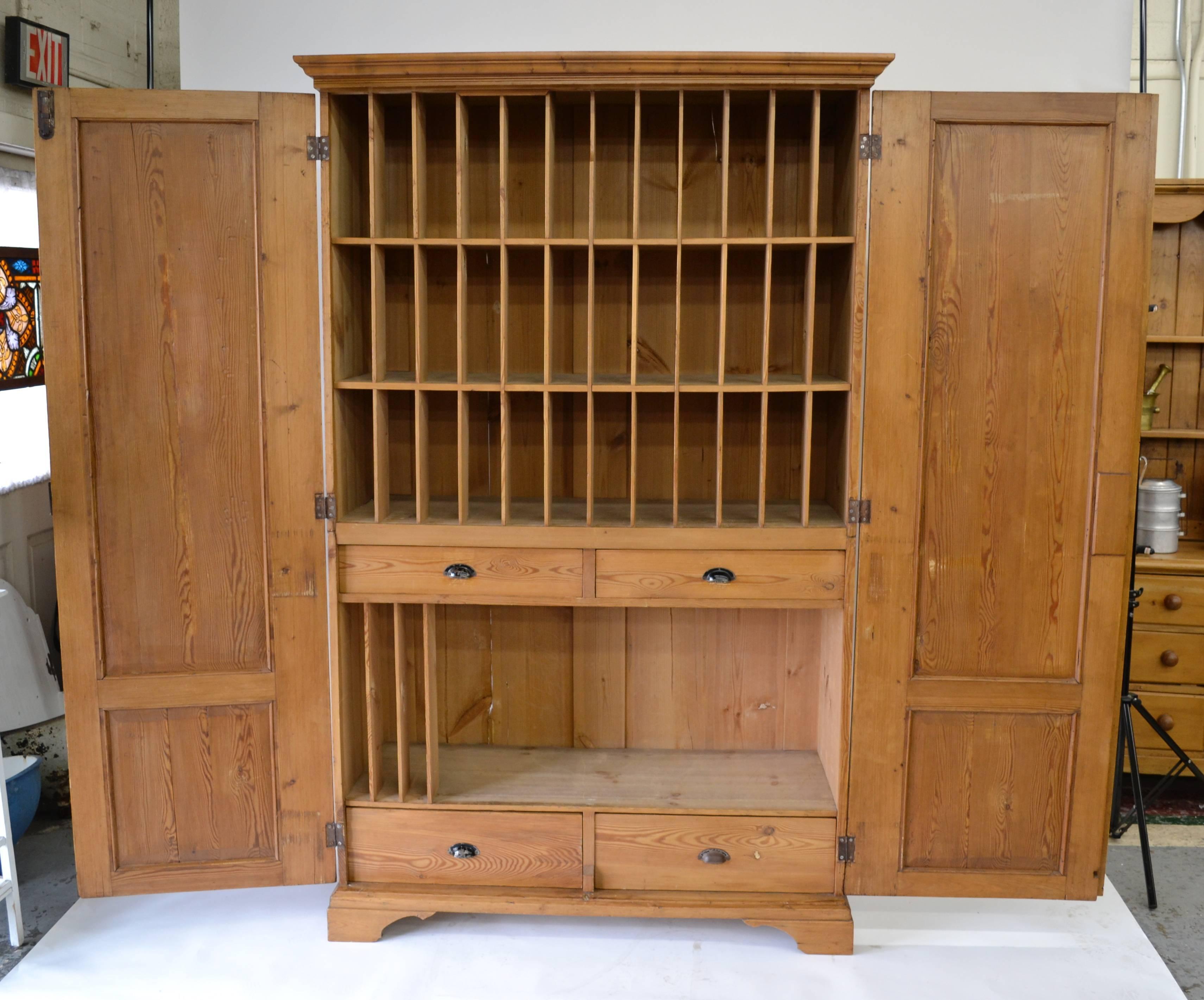 19th Century Pitch Pine Fitted Armoire
