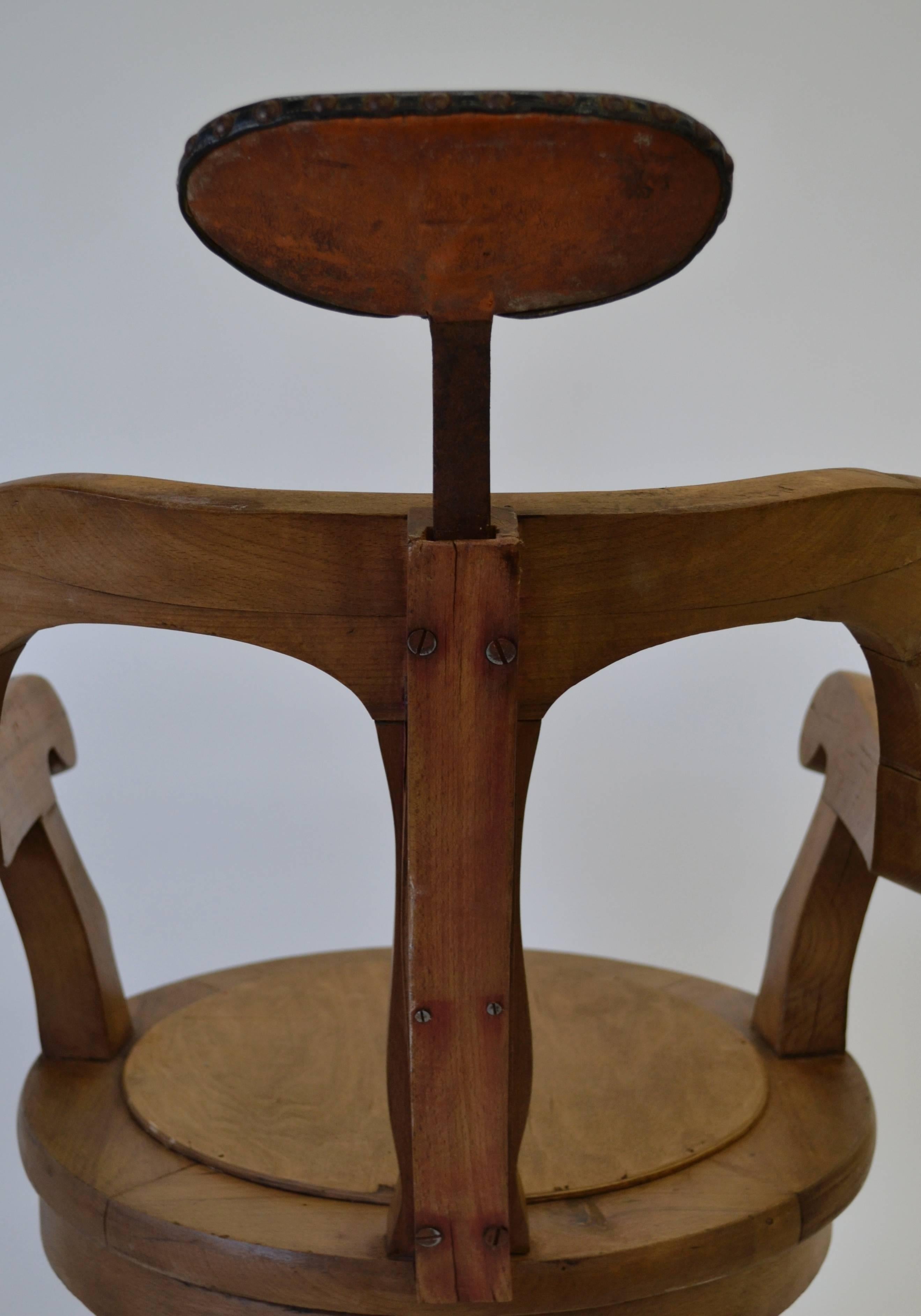 Hardwood  Vintage Revolving Barber's Chair