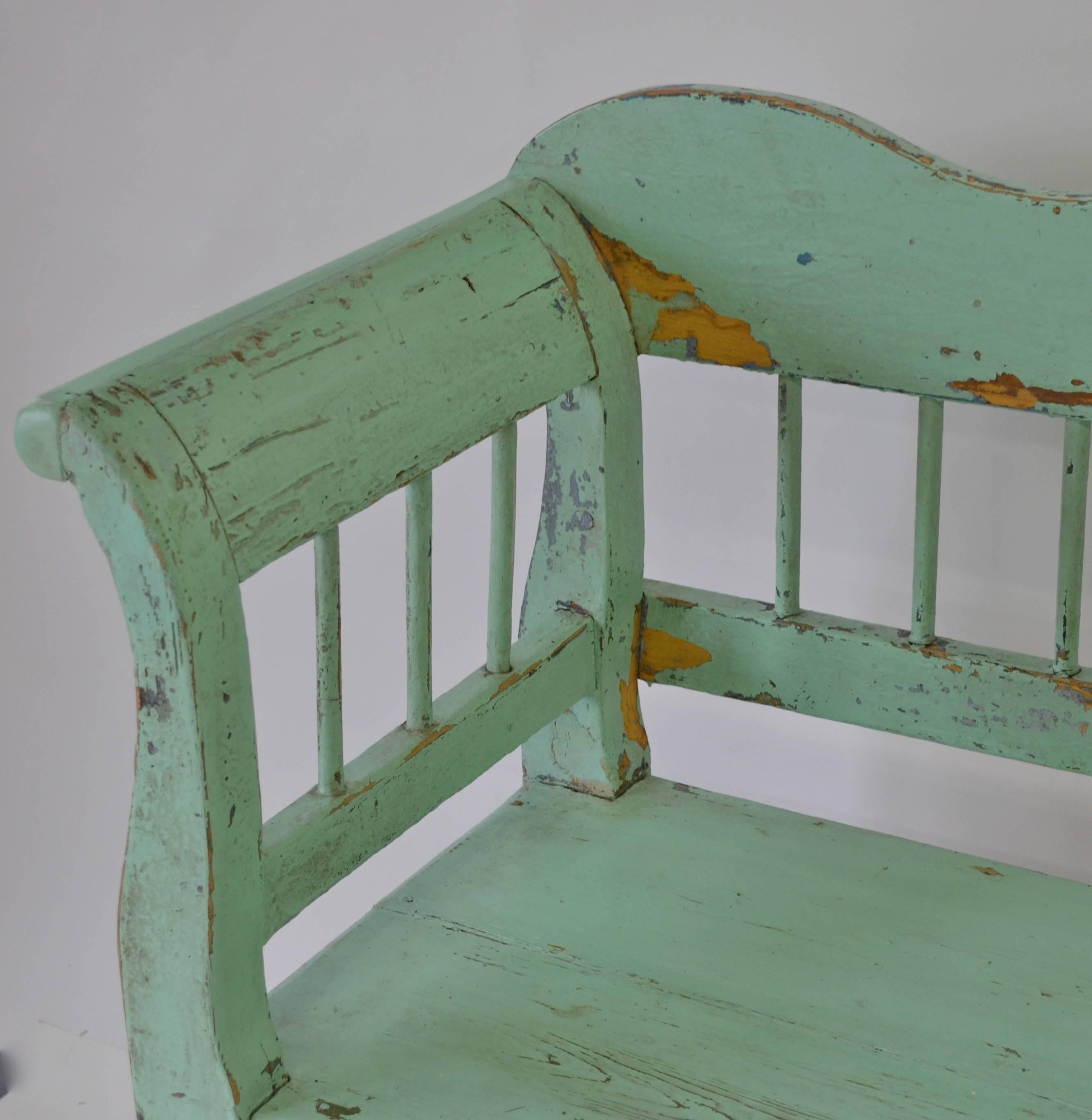19th Century Painted Pine Bench