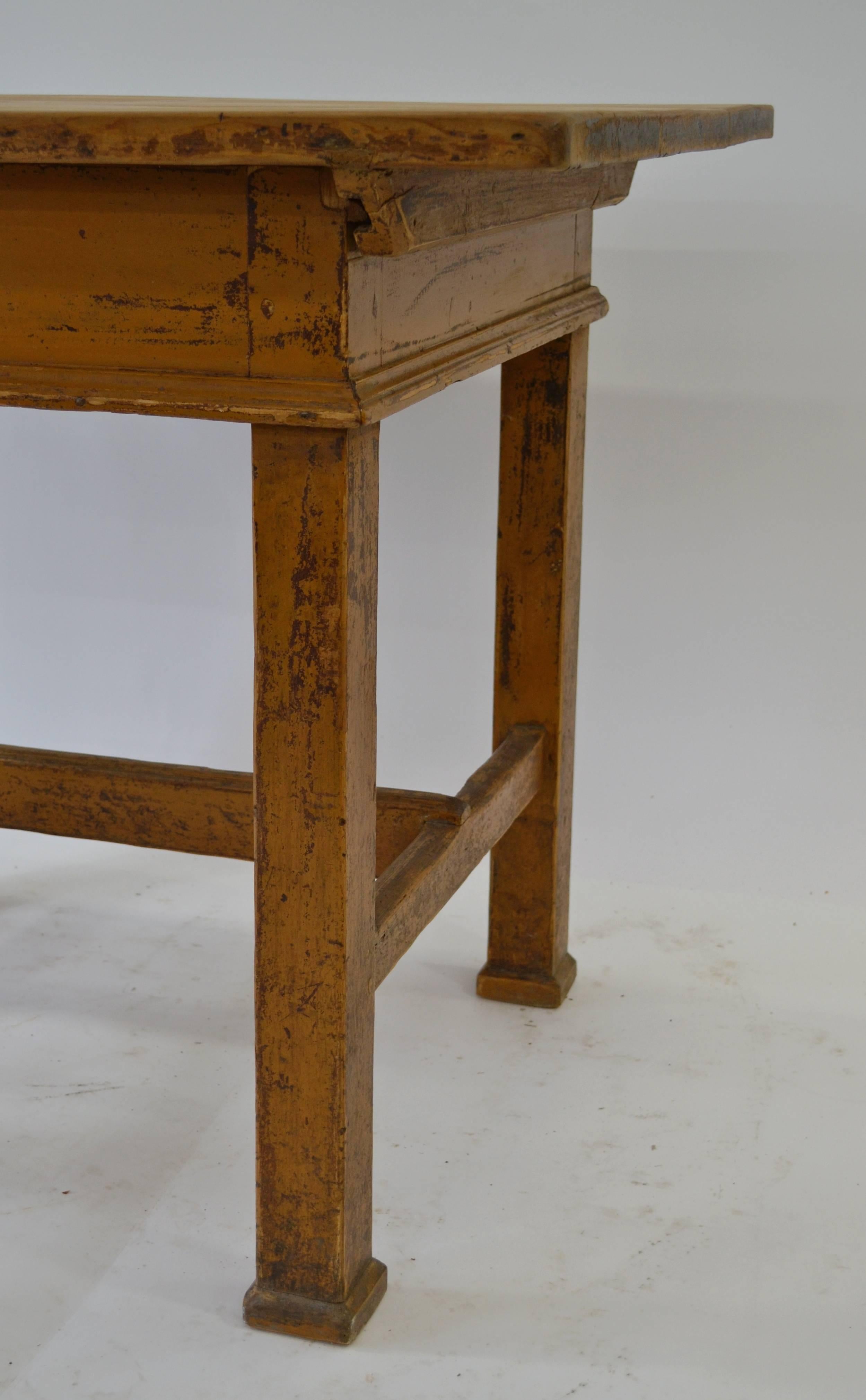 19th Century Painted Pine Sliding Top Work Table