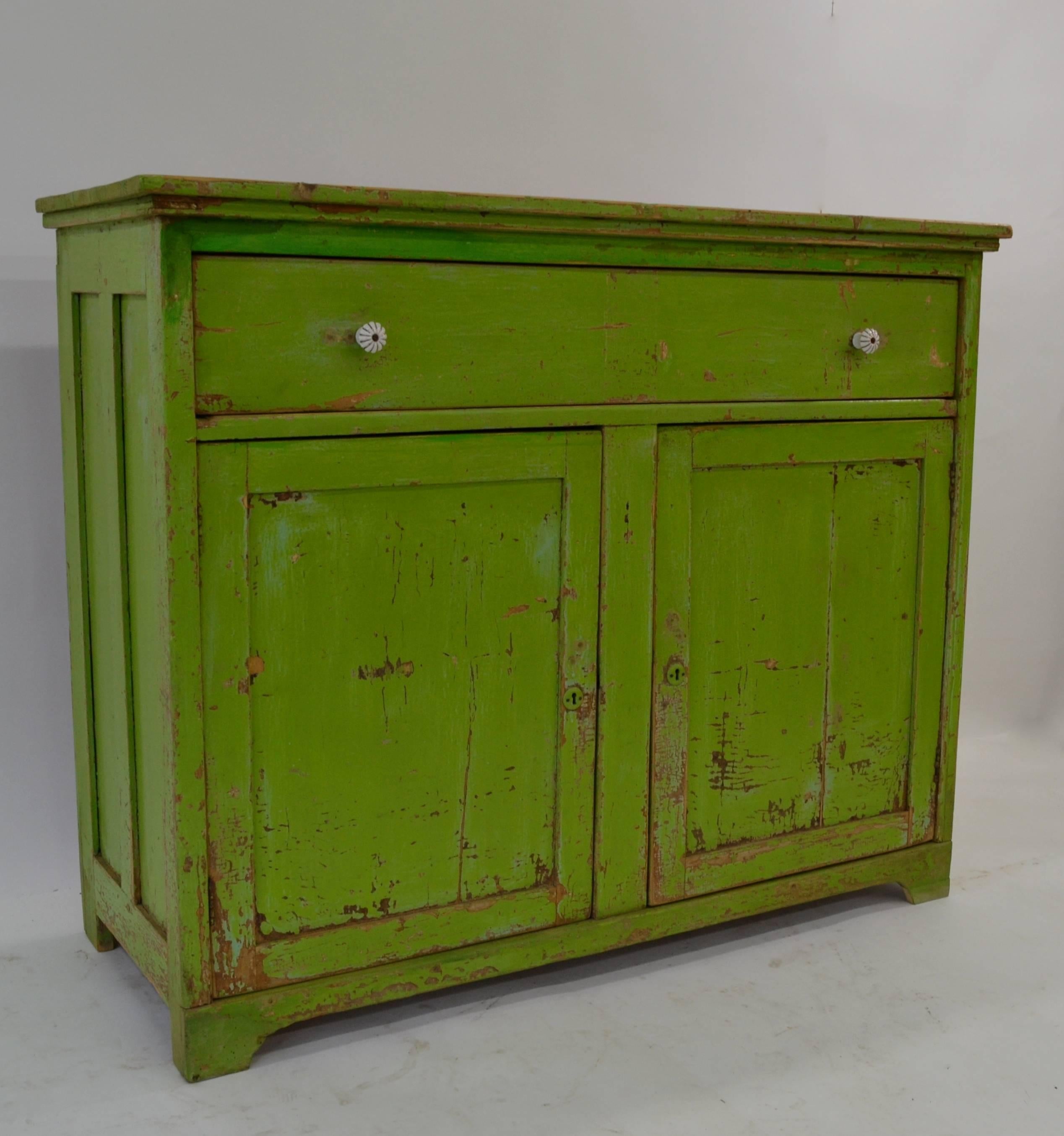 Hungarian Painted Pine Side Cupboard