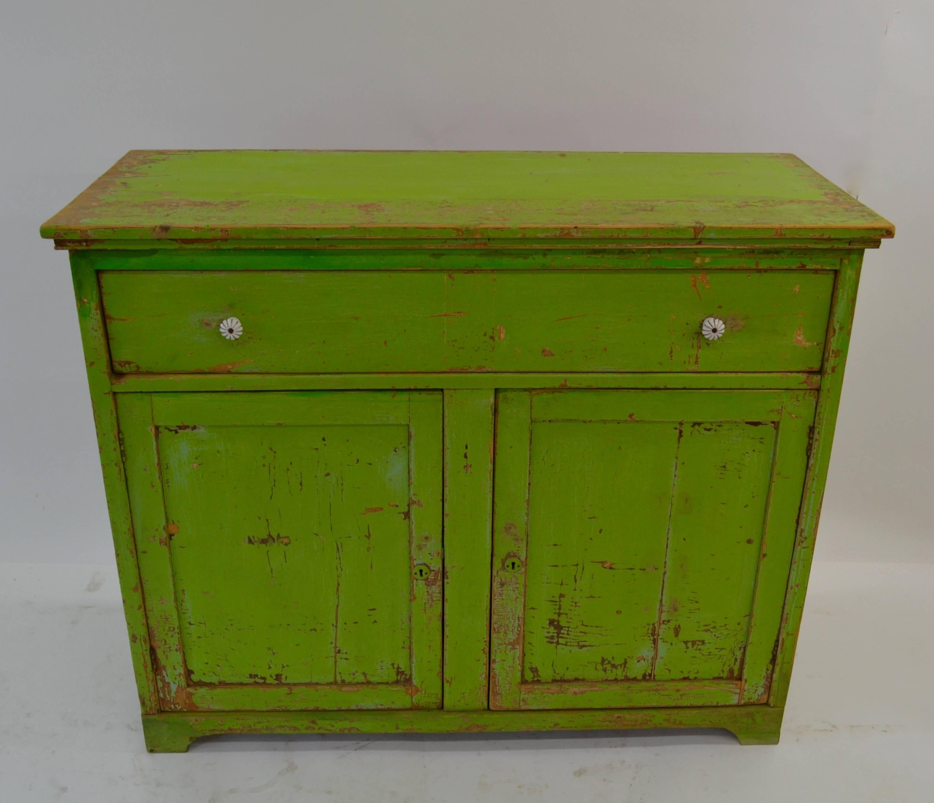 Painted Pine Side Cupboard In Good Condition In Baltimore, MD